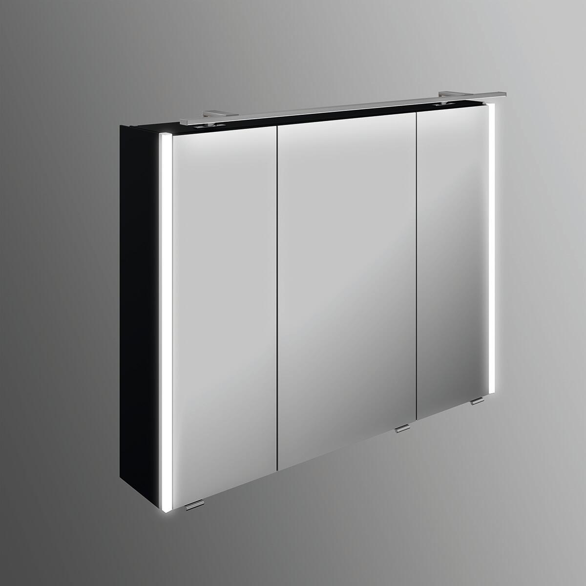 Armoire de toilette led avec éclairage intégré l. 90 cm, noir mat Image ...