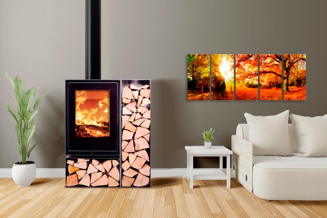 Poêle à bois CROWN Poele a bois quetzal bucher a droite noir, 7.5 kW