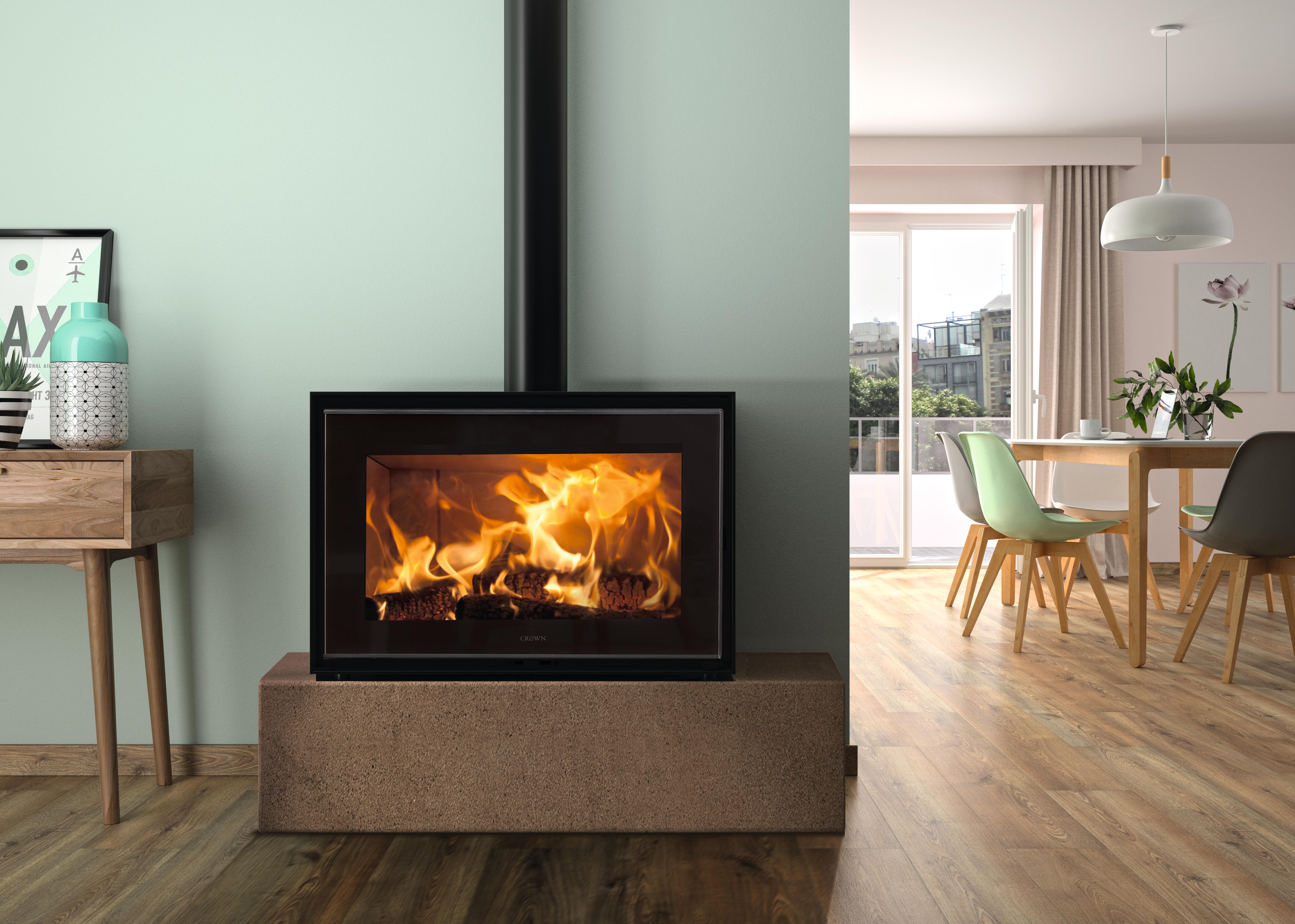 Poêle à bois CROWN Poele a bois milan ecodesign noir, 7.2 kW | Leroy Merlin