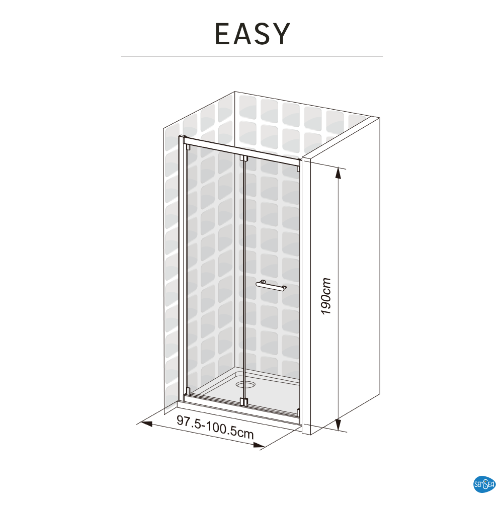 Vidros para cabine de duche de fole 100x190 cm transparente Easy - 8