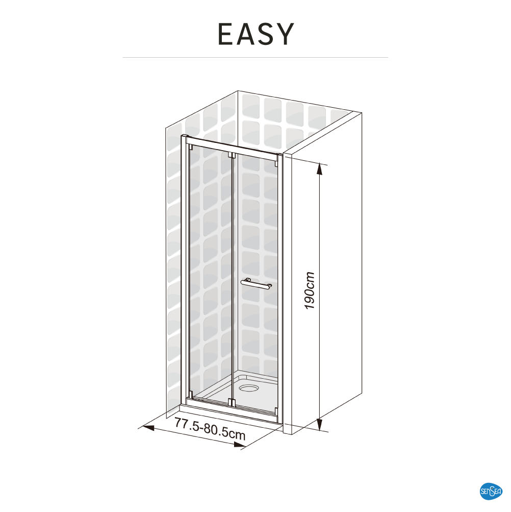 Mampara de ducha frontal plegable  Easy perfil cromo (77.5-80.5)x190 cm - 2