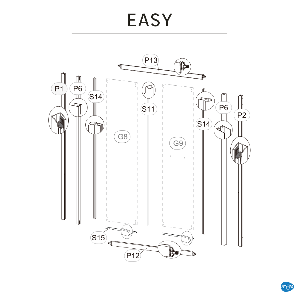 Szkło drzwi składanych Easyv 90 X 190 Sensea - 30
