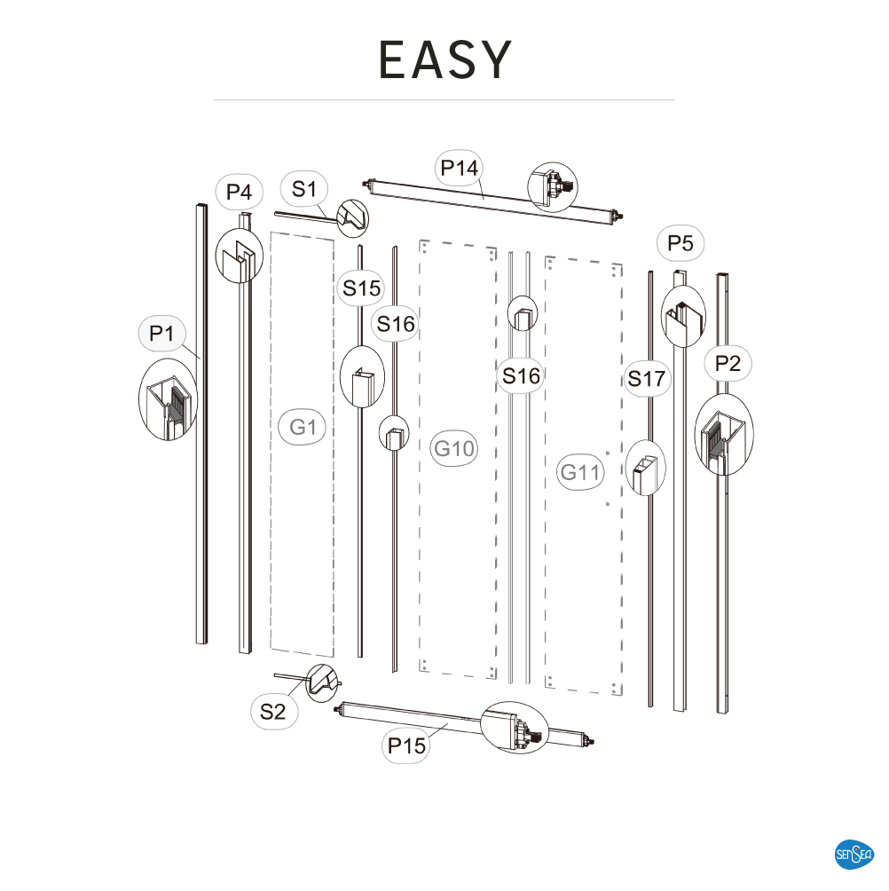 Szkło drzwi przesuwnych Easy 100 X 190 Sensea - 35