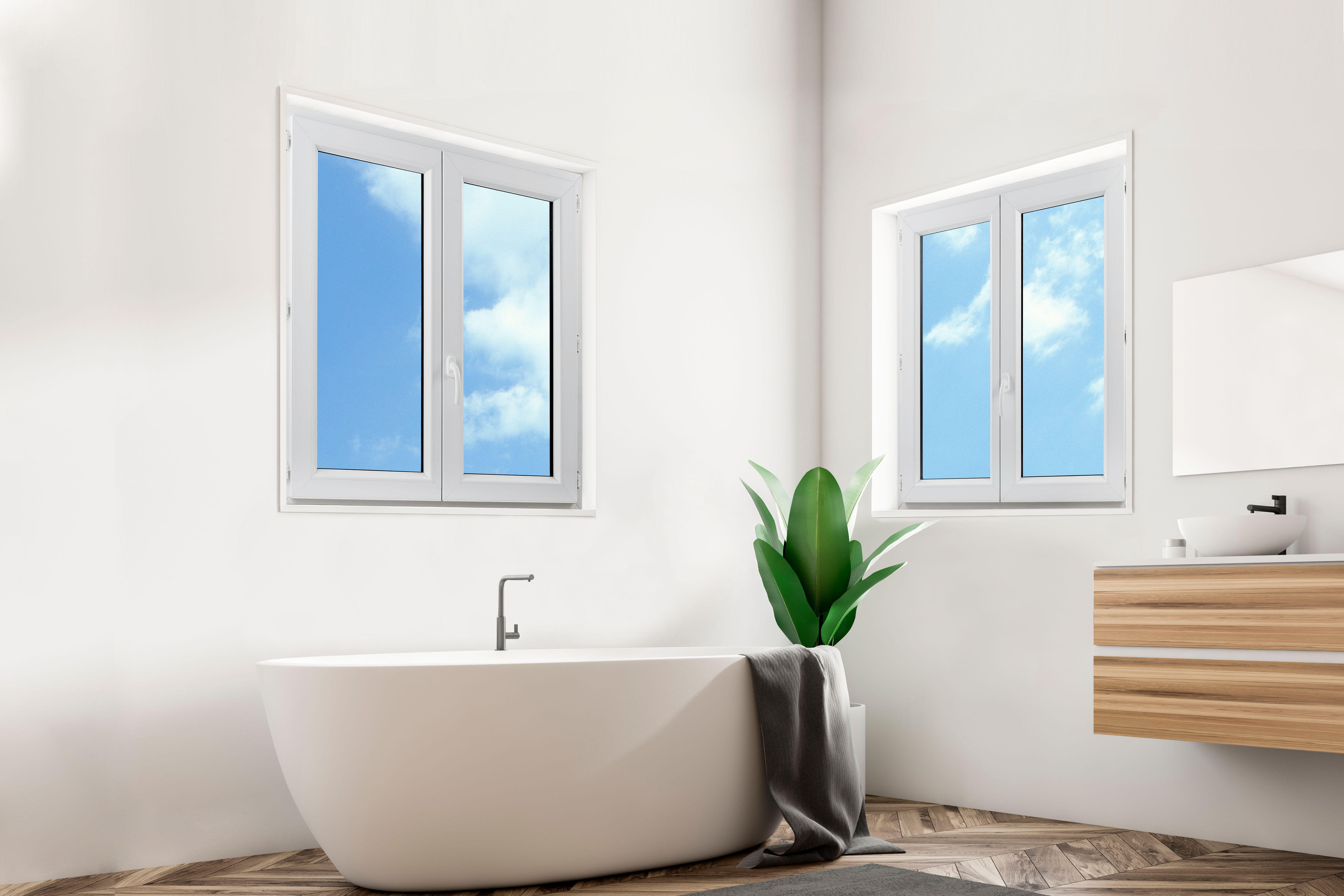 Fenêtre PVC Essentiel H.125xl.100 cm 2 vantaux gris ext/blanc int - 6