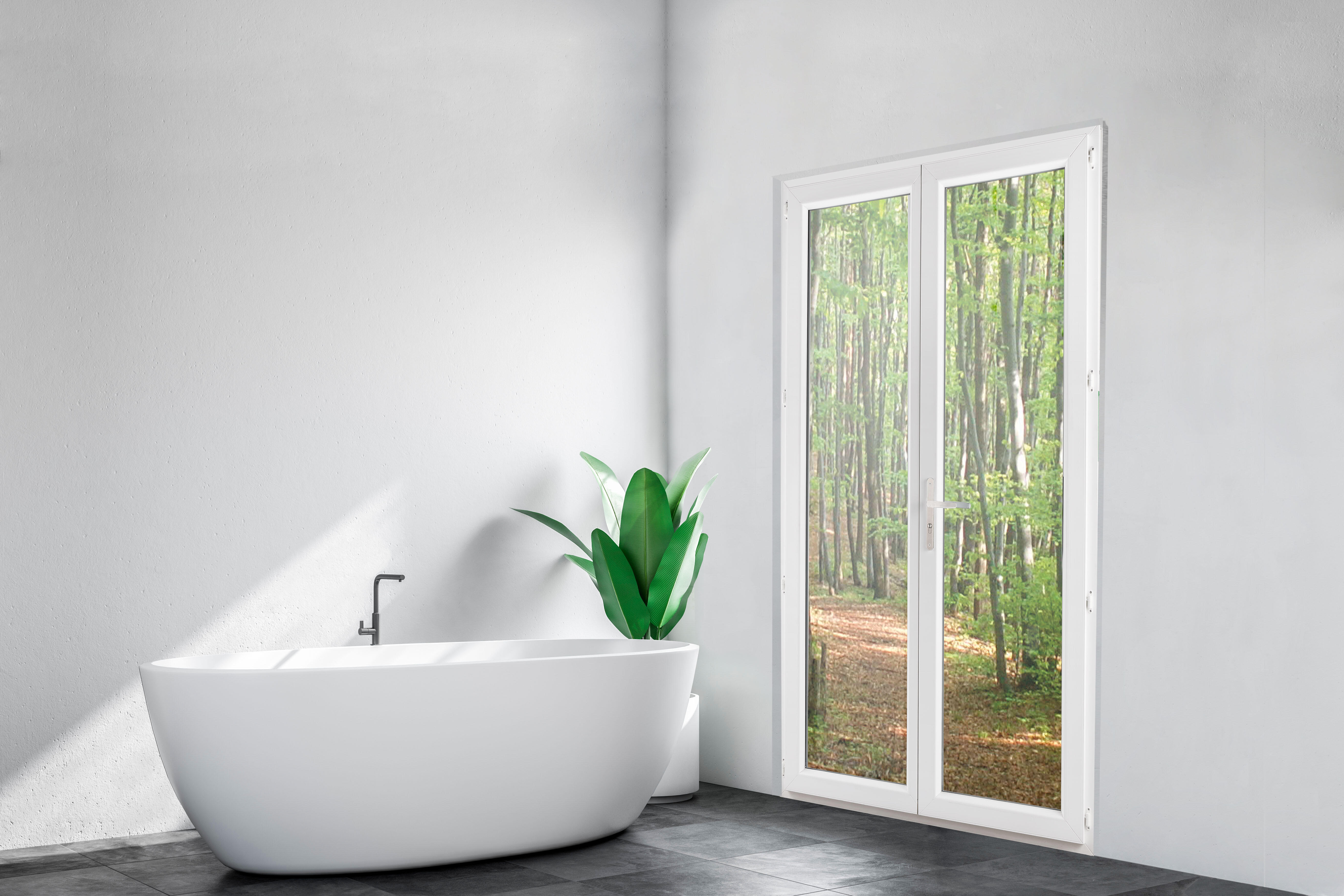 Porte fenêtre PVC Essentiel H.205xL.120cm 2 vantaux gris ext/blanc int - 6