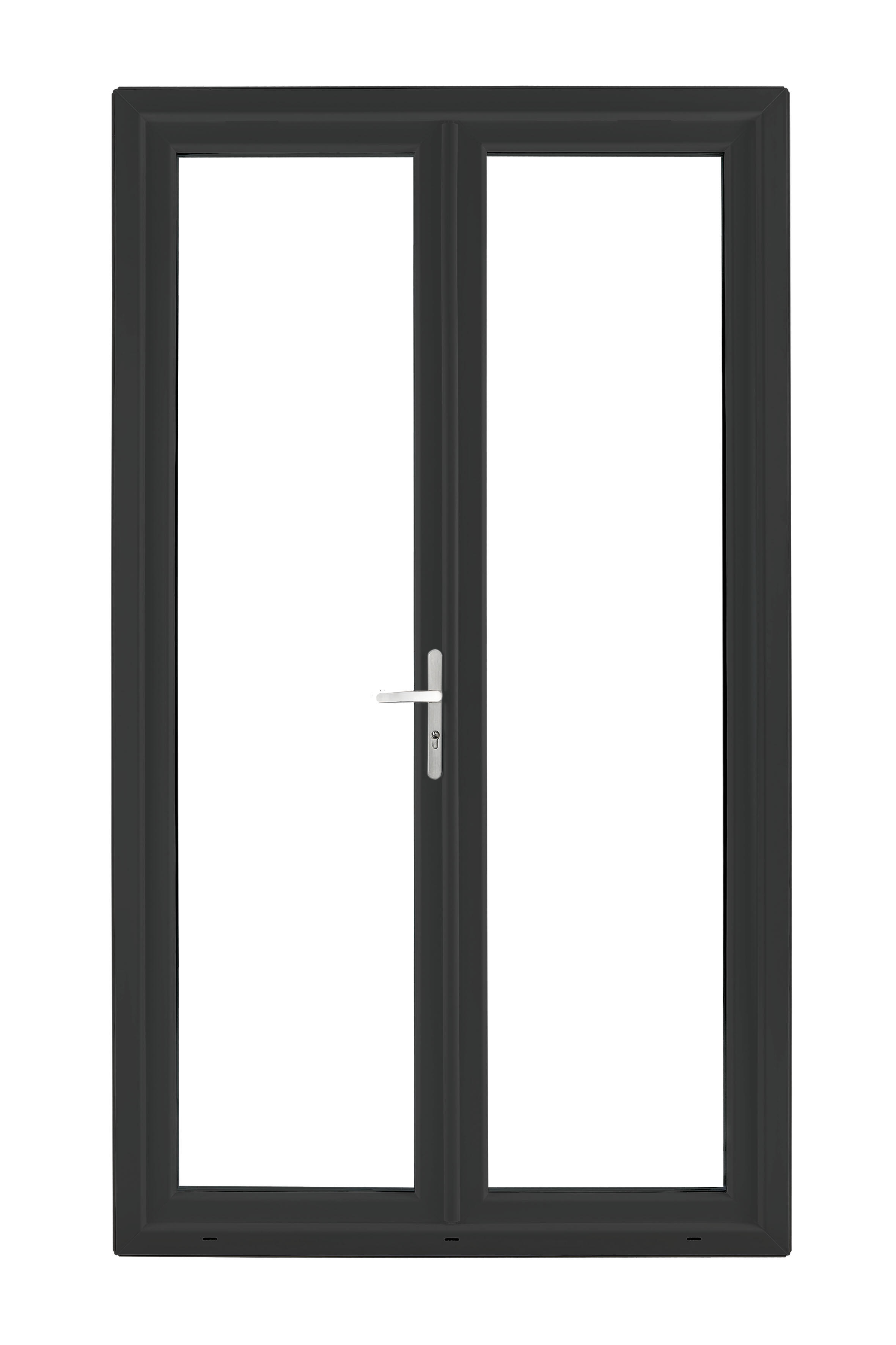 Porte fenêtre PVC Essentiel H.205xL.120cm 2 vantaux gris ext/blanc int - 2