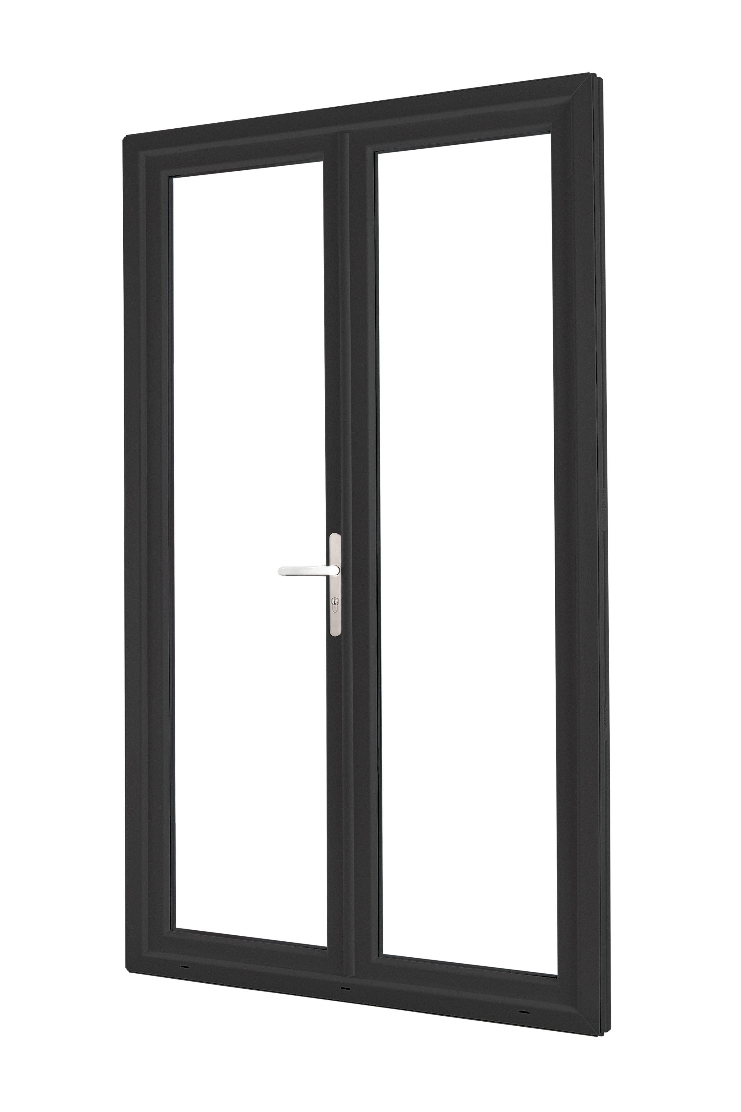 Fenêtre PVC H.215 X L.120 cm ouvrant à la française 2 vantaux tirant droit anthracite - 11