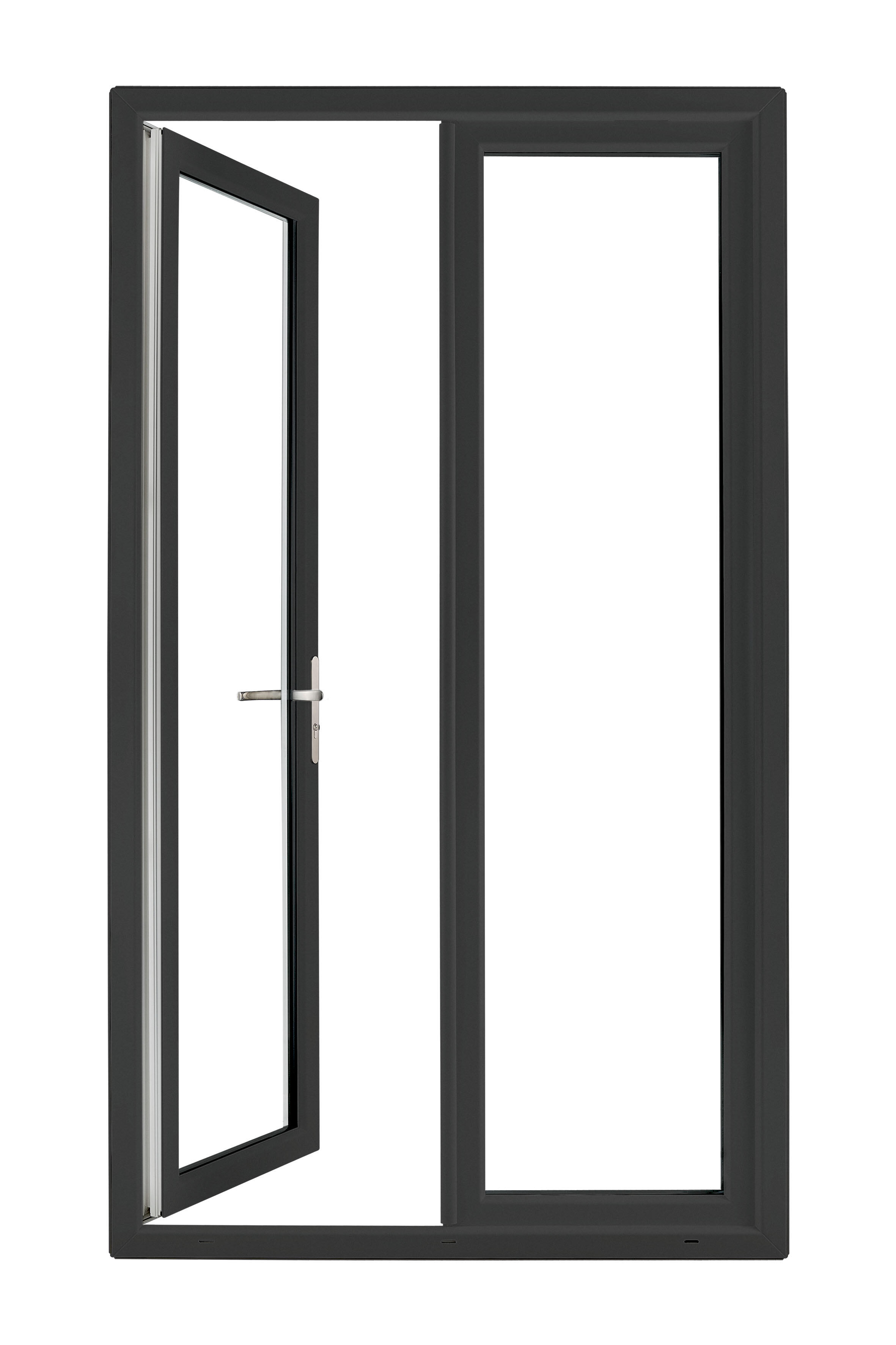 Porte fenêtre PVC Essentiel H.205xL.120cm 2 vantaux gris ext/blanc int - 3