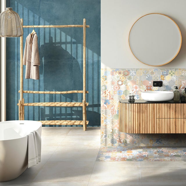 Piastrella da pavimento interno in gres porcellanato 60 x 119.8 cm rettificato smaltato blu opaco Art Color Nautical R9 traffico medio forte (pei 3/5) Sp. 9 mm 1.44 mq