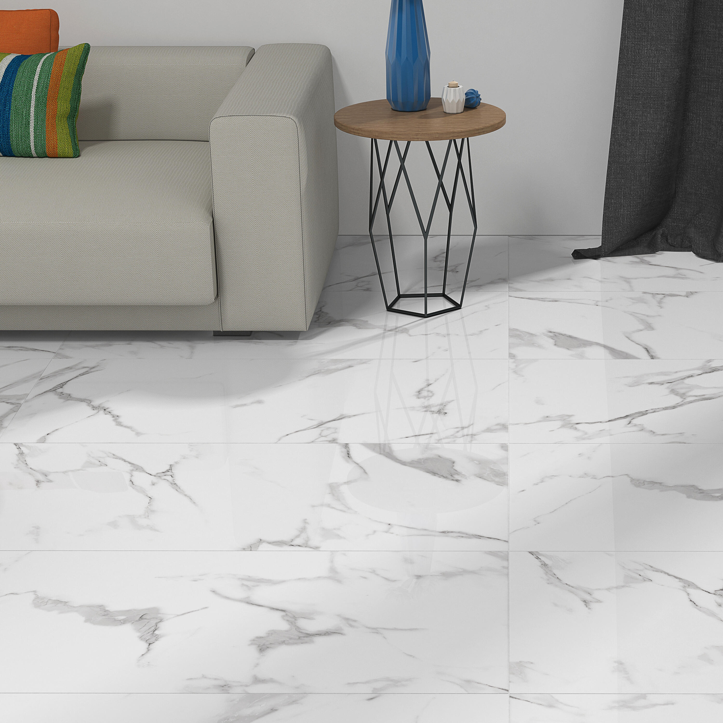 Pavimento cerâmico interior Casablanca brilhante 60x120 cm ECOCERAMIC branco - 9