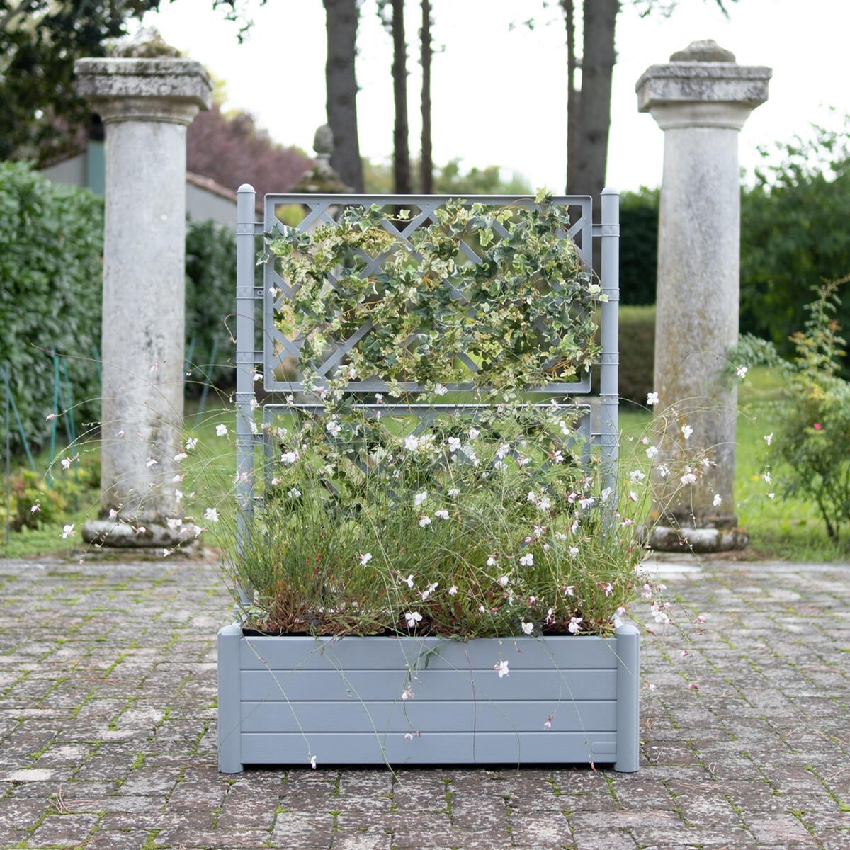 Fioriera con grigliato Italia STEFANPLAST in polipropilene grigio H 142 x L 100 x P 43 cm - 4