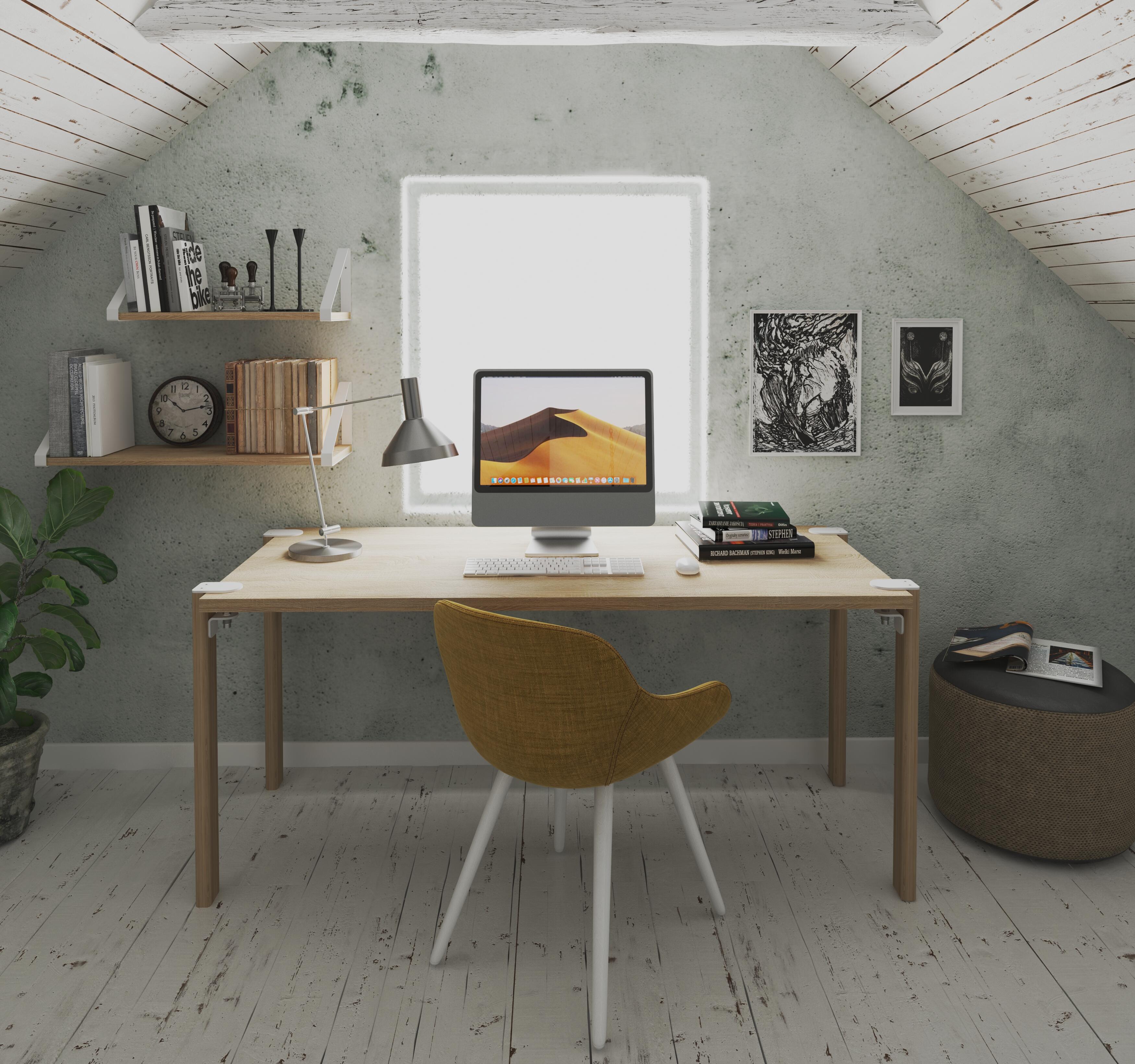 Pied de meuble REI fixe en l, bois Clamp hêtre Ht. max 73.5 x l.7 cm - 5