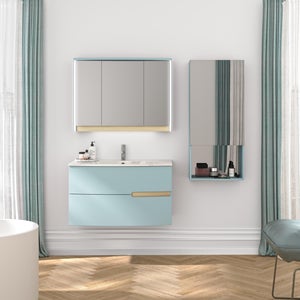 Meuble simple vasque, 2t l.90.2 x H.53.6 x P.51.6 cm, bleu baltique, Egerie