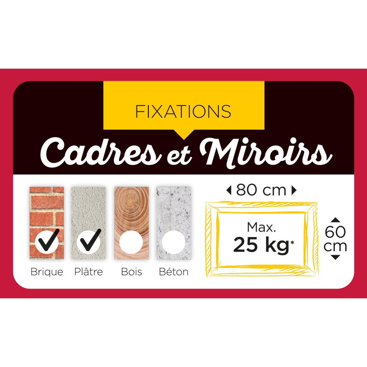 Lot de 3 crochets X TERFB à tableau, acier laitonné, spécial mur béton - 2