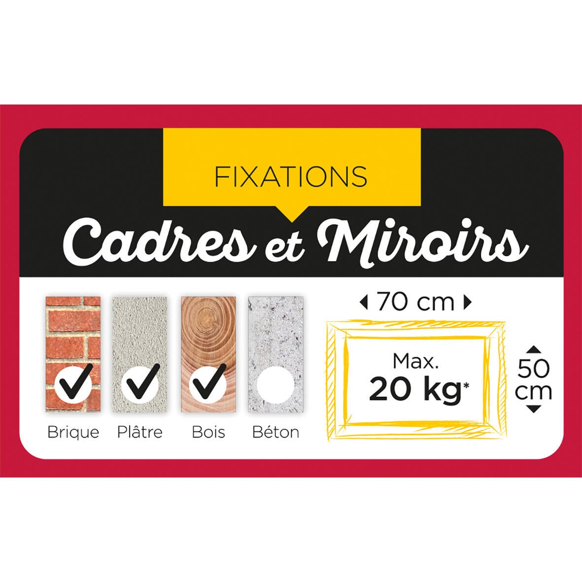 Lot de 5 crochets X TERF3 tableau, acier laitonné, support plâtre, brique, bois - 4