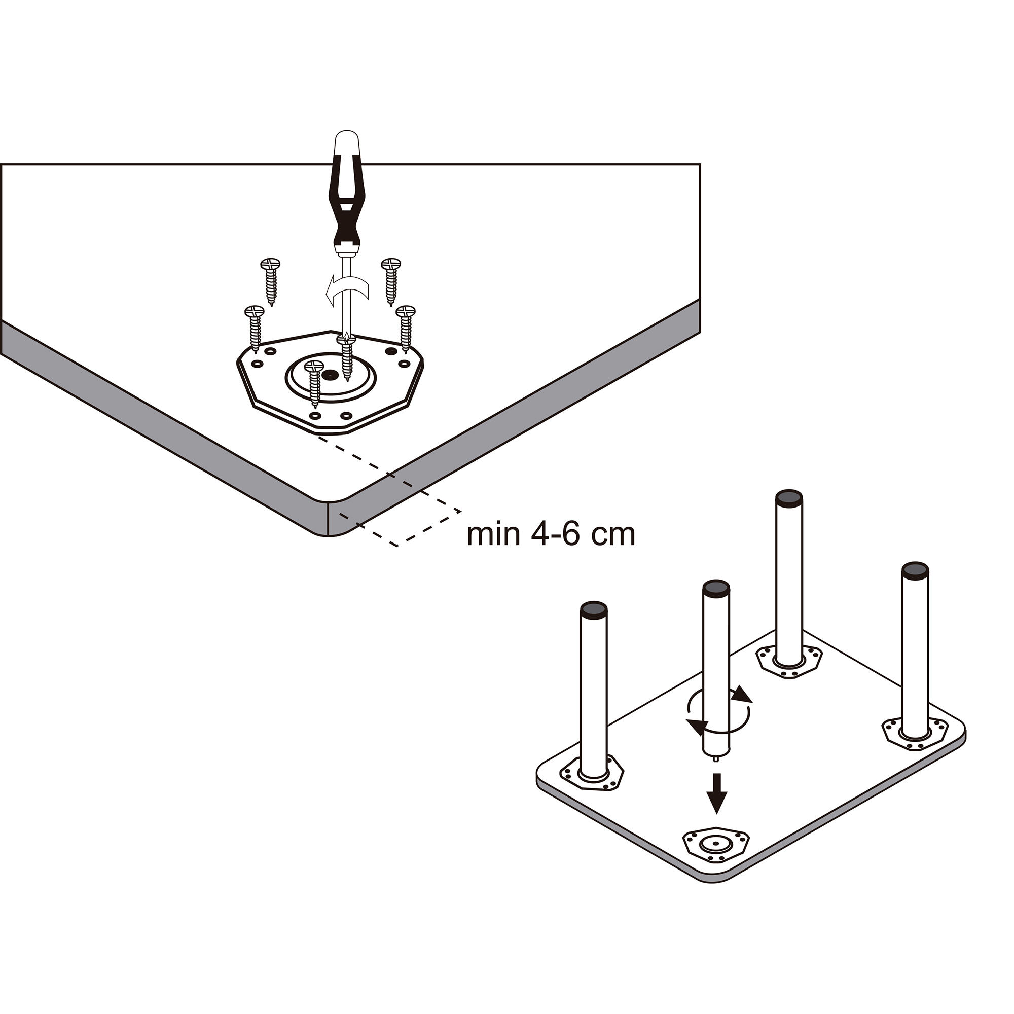 Placa para pata de acero de 128x11.6 mm y carga max. de 30 kg, rosca M 10 - 2