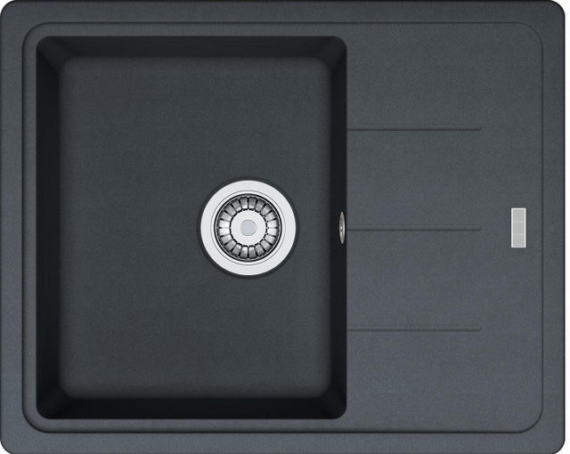 Evier à encastrer 1 bac avec égouttoir, granit et résine TIMOR Noir