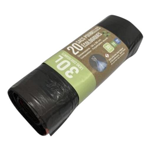 20 sacs-poubelle 30L Lien coulissant noir