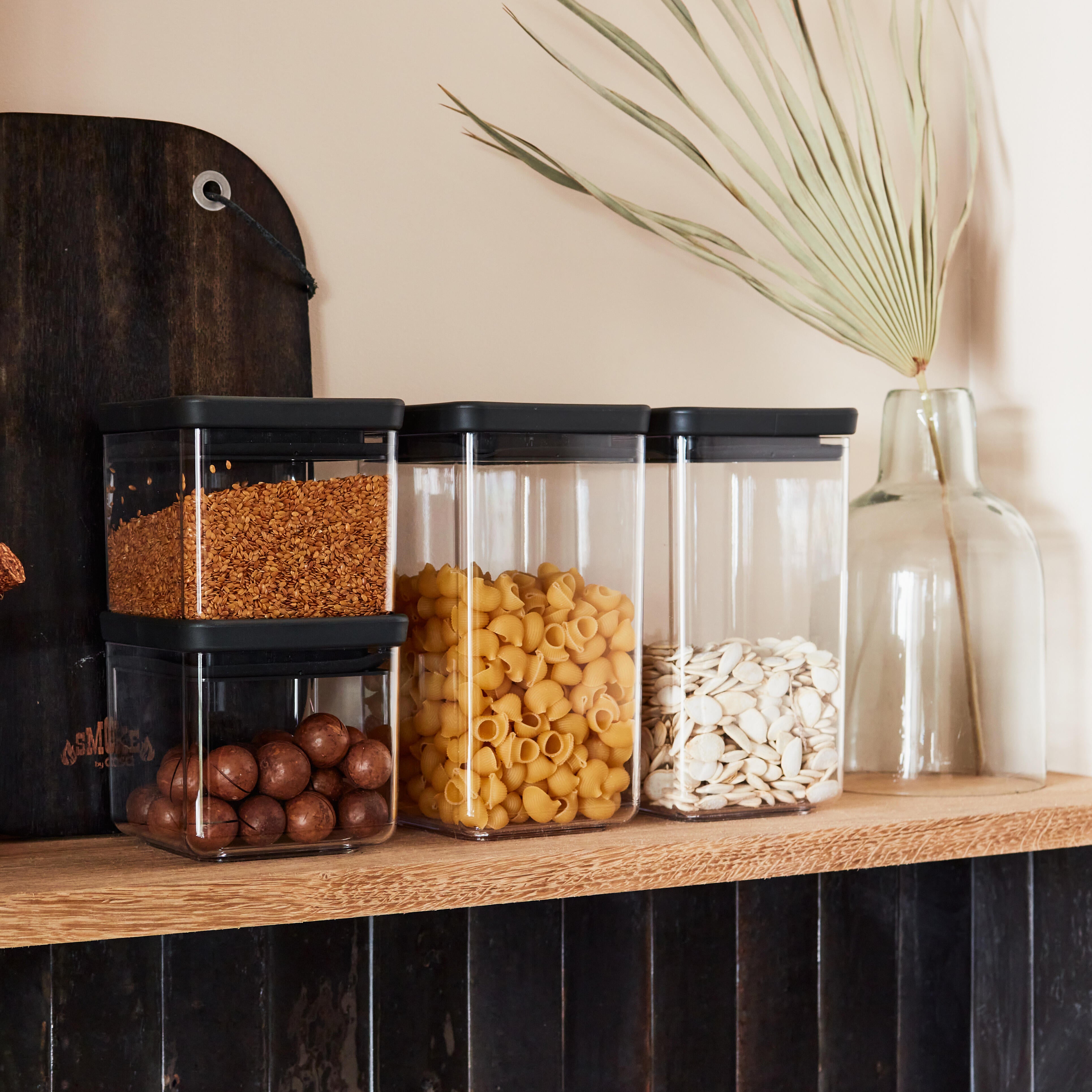 Lot de 4 boîtes carrées en verre BRABANTIA gris foncé - 5