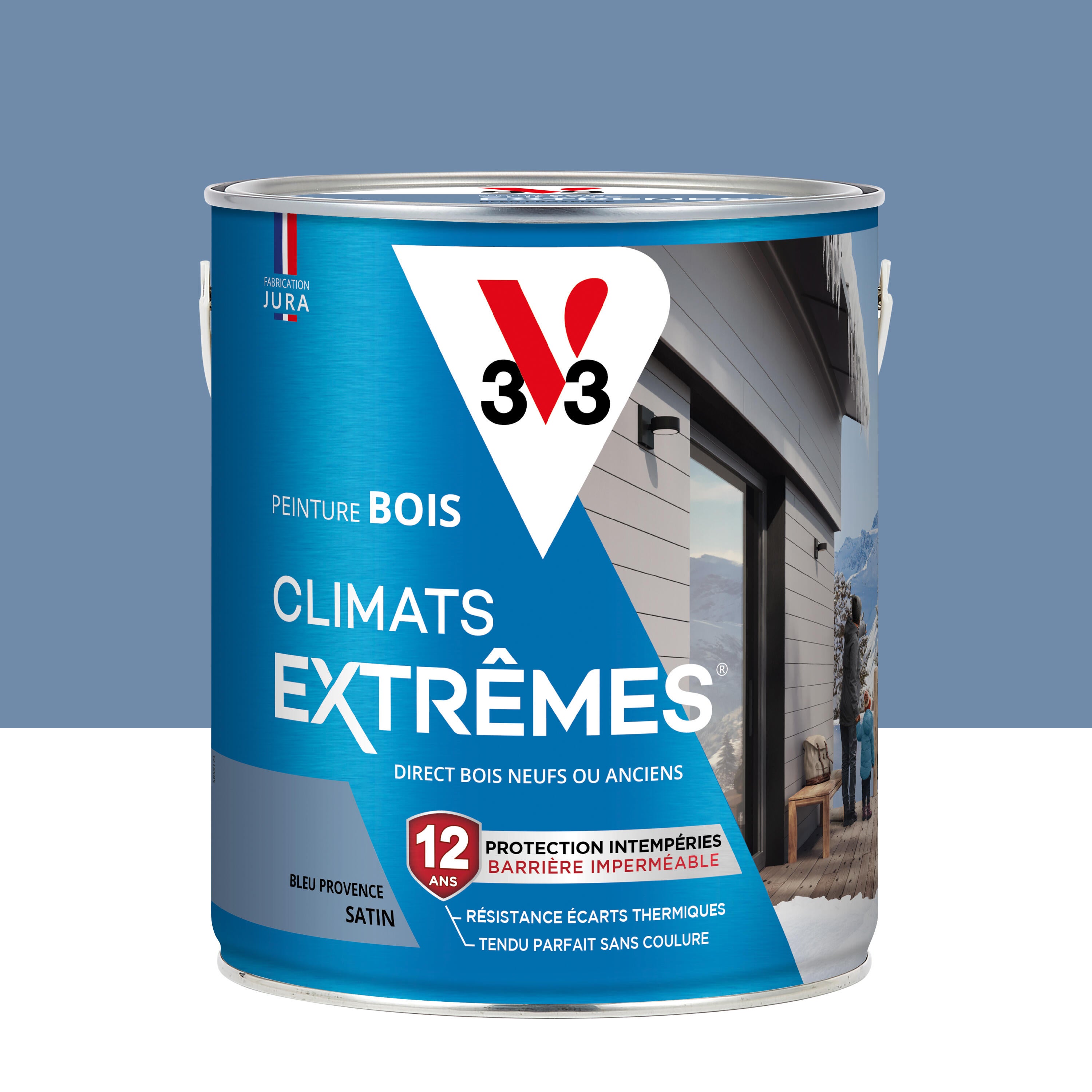 Peinture extérieure bois Climats extrêmes® V33 bleu provence satiné 2.5l Leroy Merlin