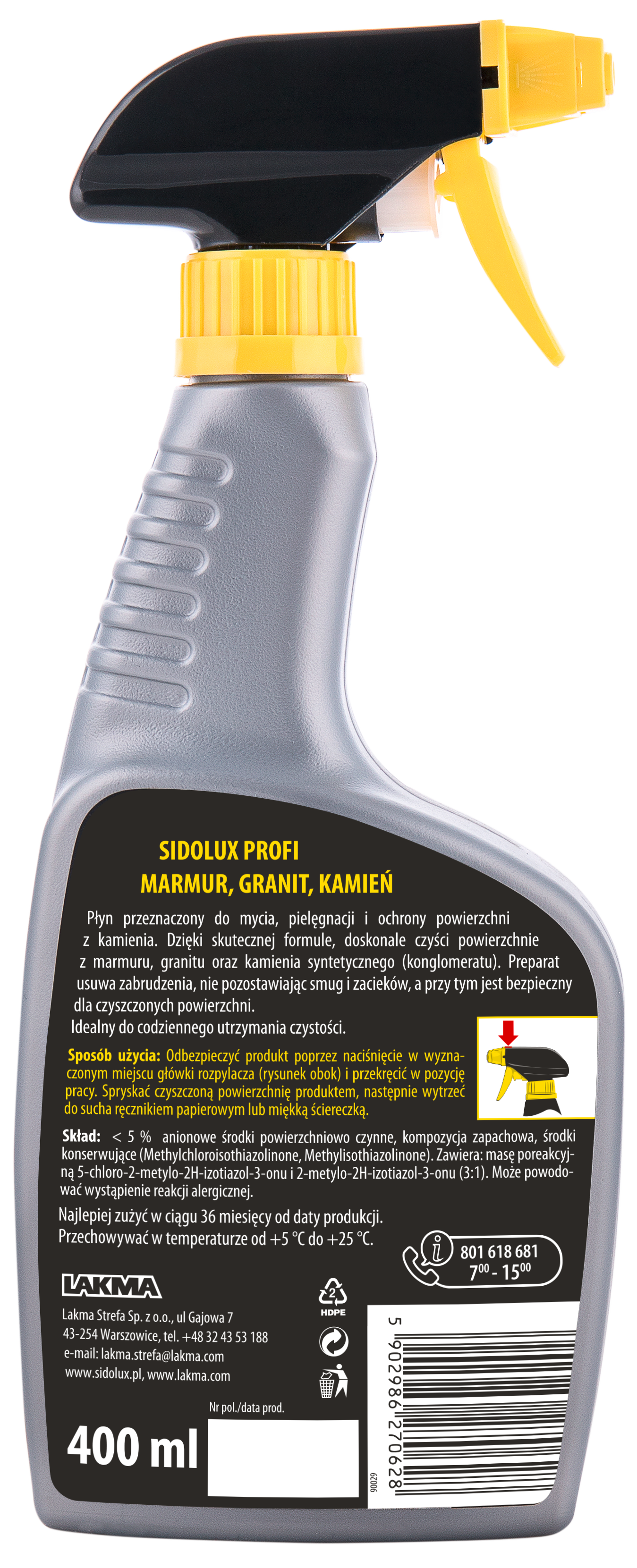 Środek do czyszczenia marmuru, granitu i kamienia 0.4 l Sidolux Profi - 3