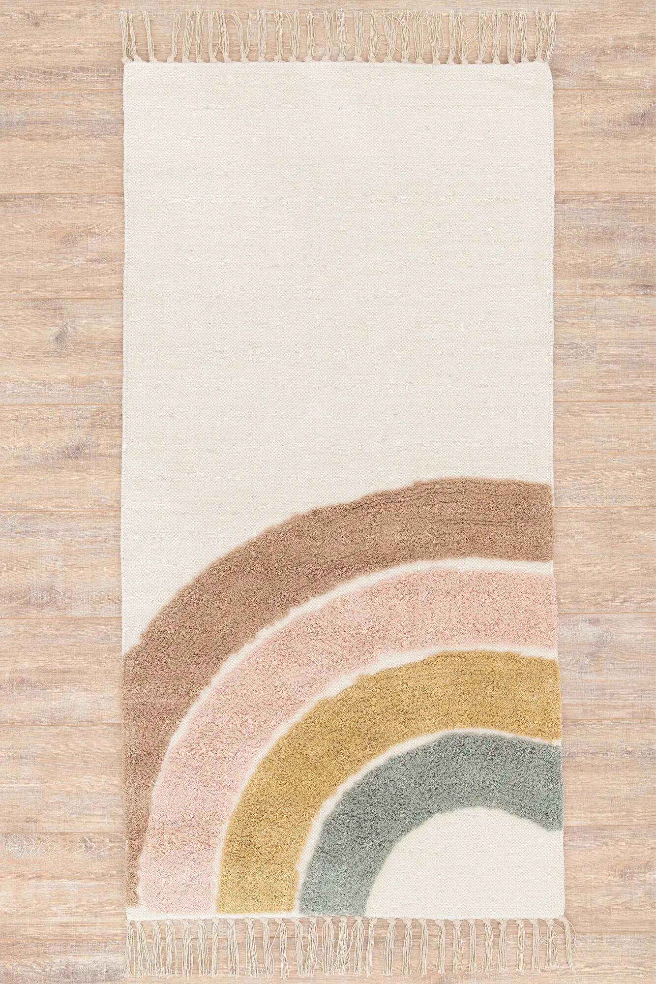 Tapis contemporain arc-en-ciel de couloir multicolore lavable 80x240 cm