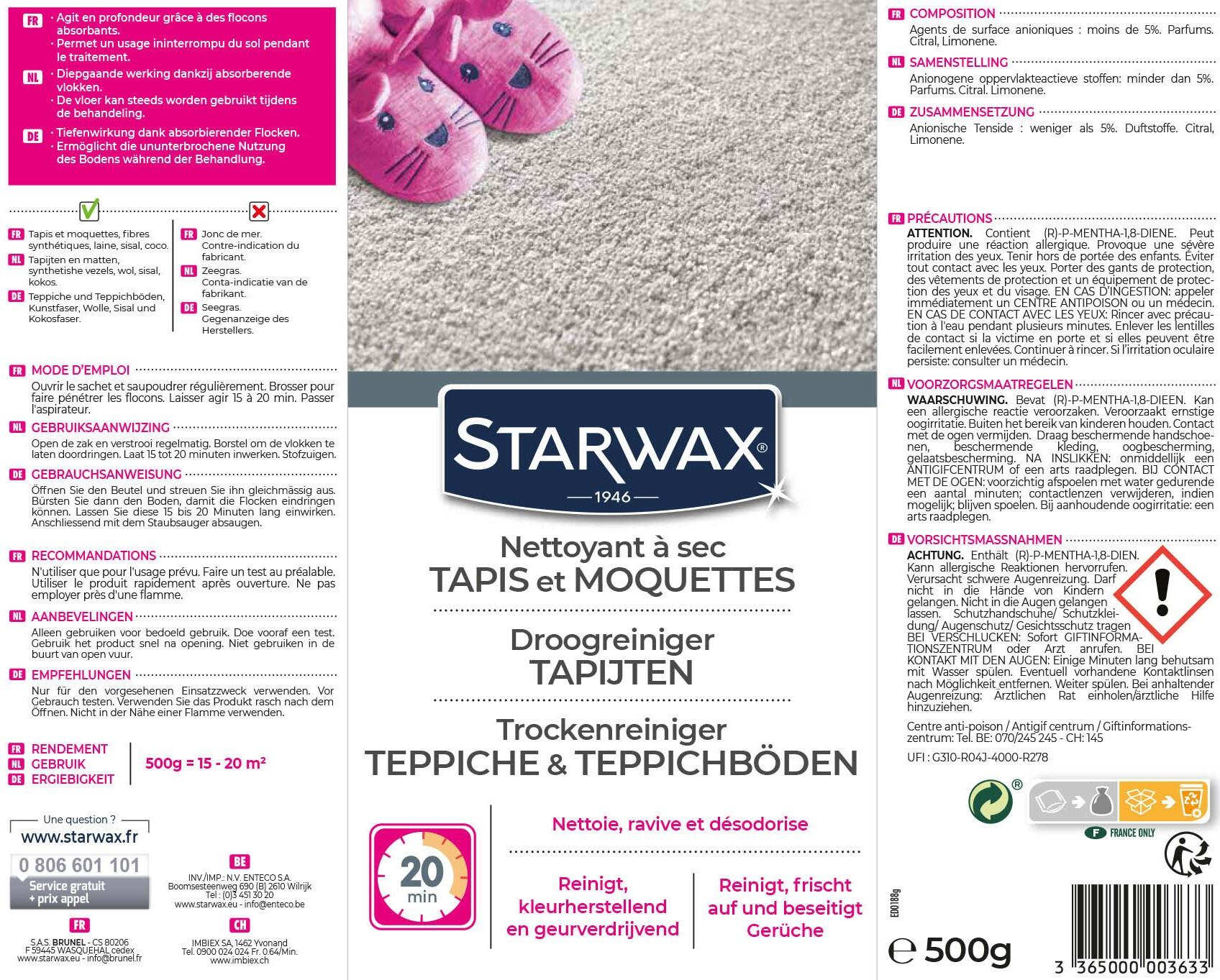 Nettoyant STARWAX À sec spécial tapis et moquette, 0.5L, 500g - 3