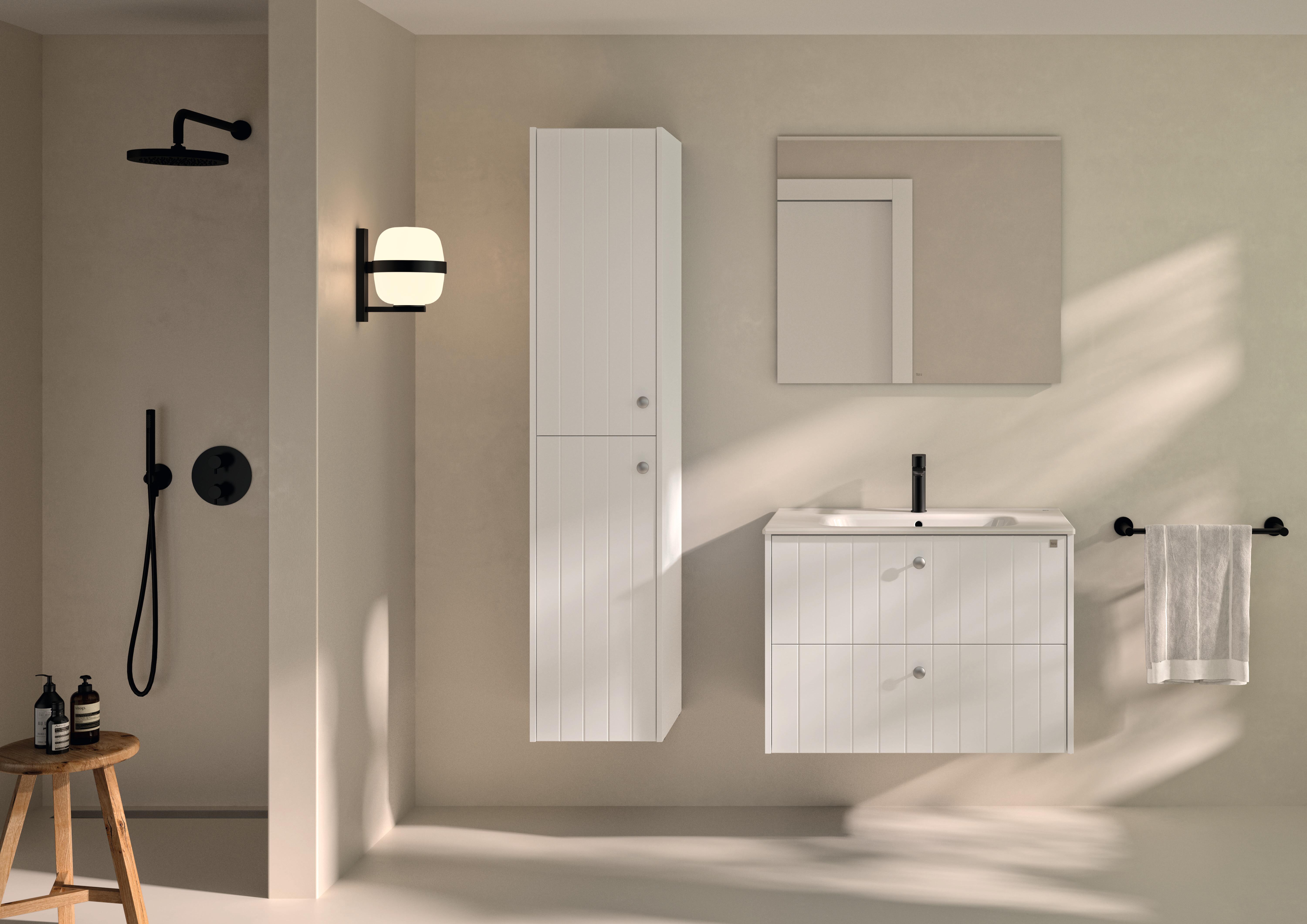 Meuble simple vasque, Line l.80 x H.56.5 x P.45 cm, blanc mat, Line