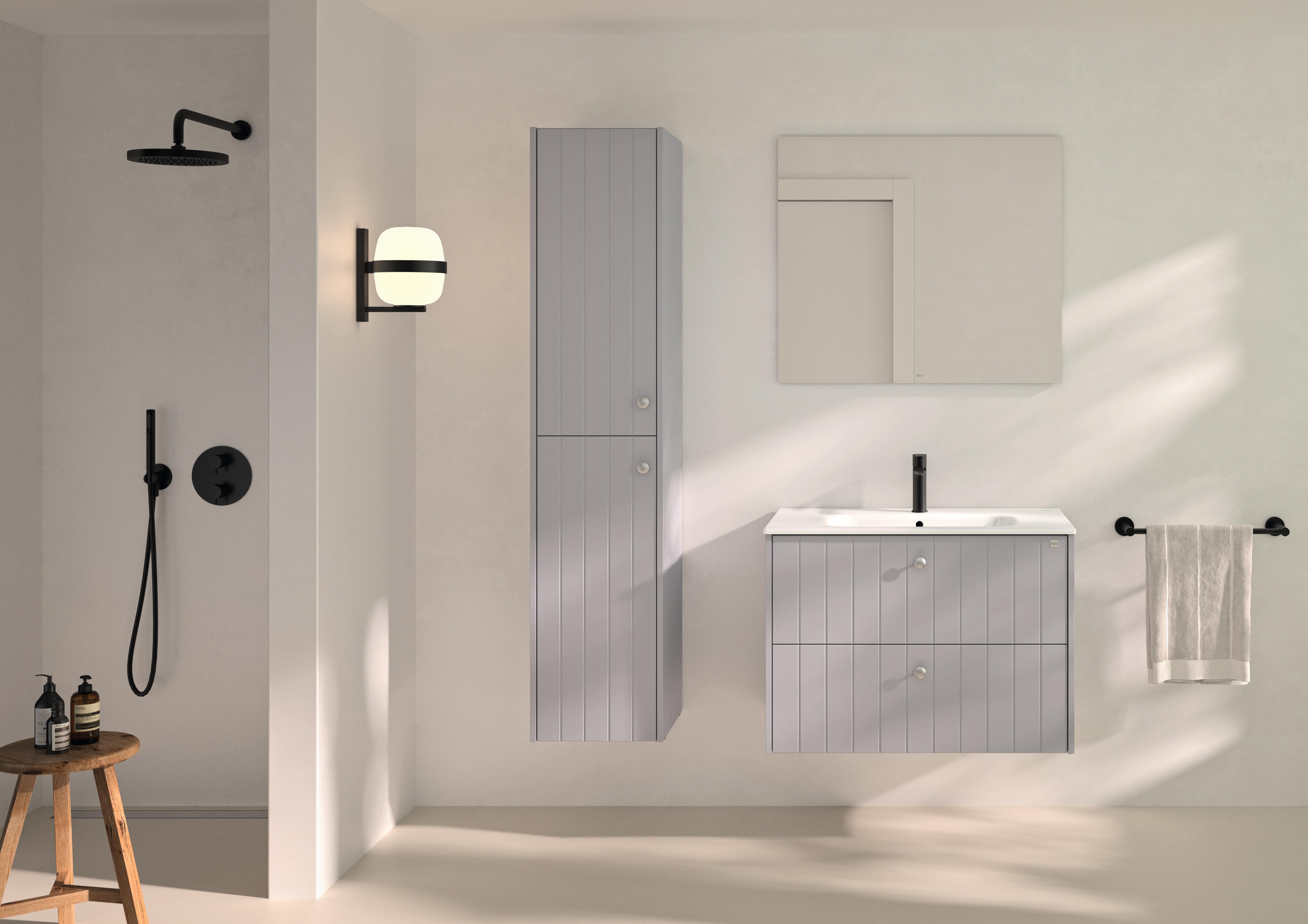 Meuble simple vasque, 2t l.80 x H.56.5 x P.45 cm, gris mat, Line