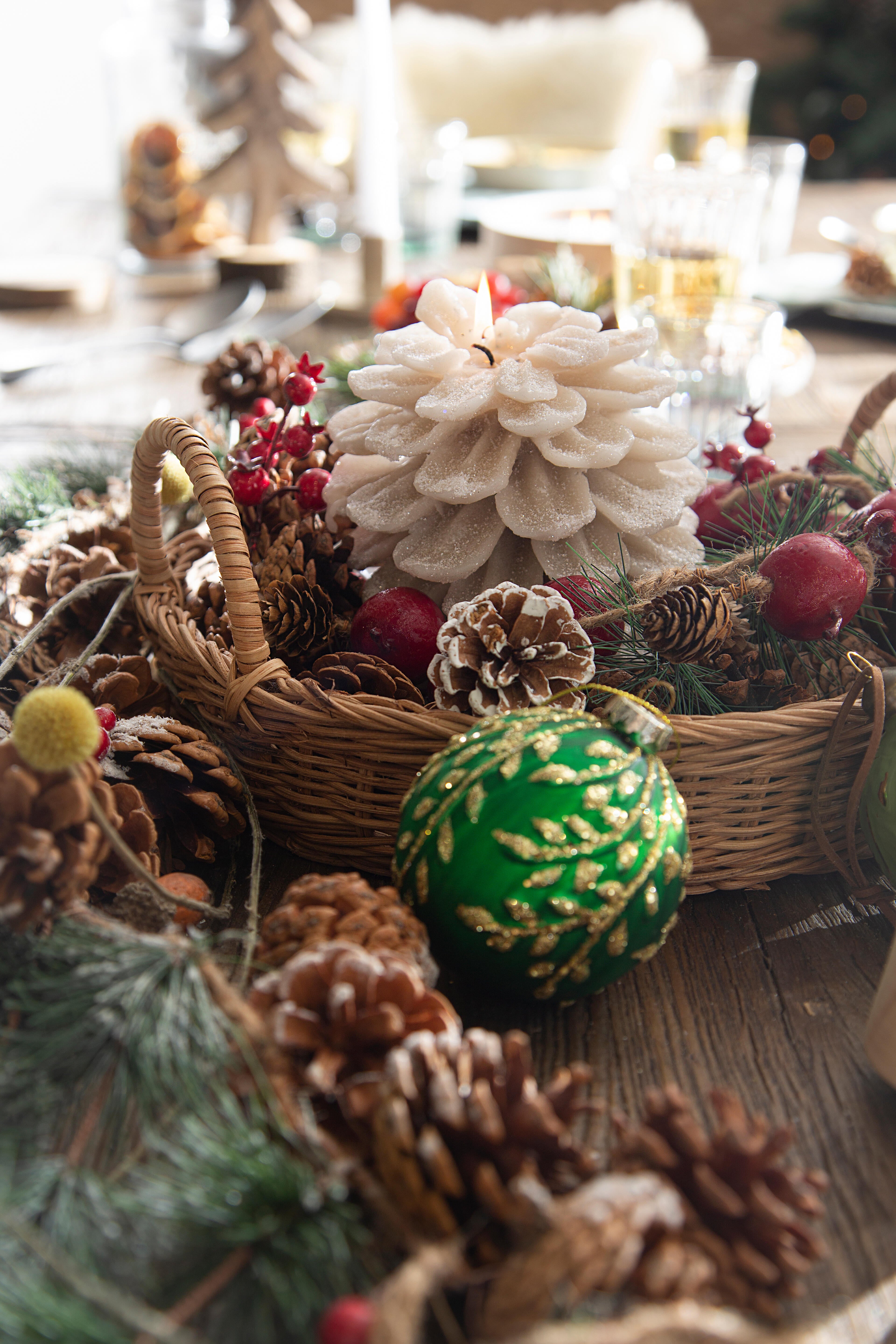 Adorno colgante bola con piña marrón Ø5 cm - 6