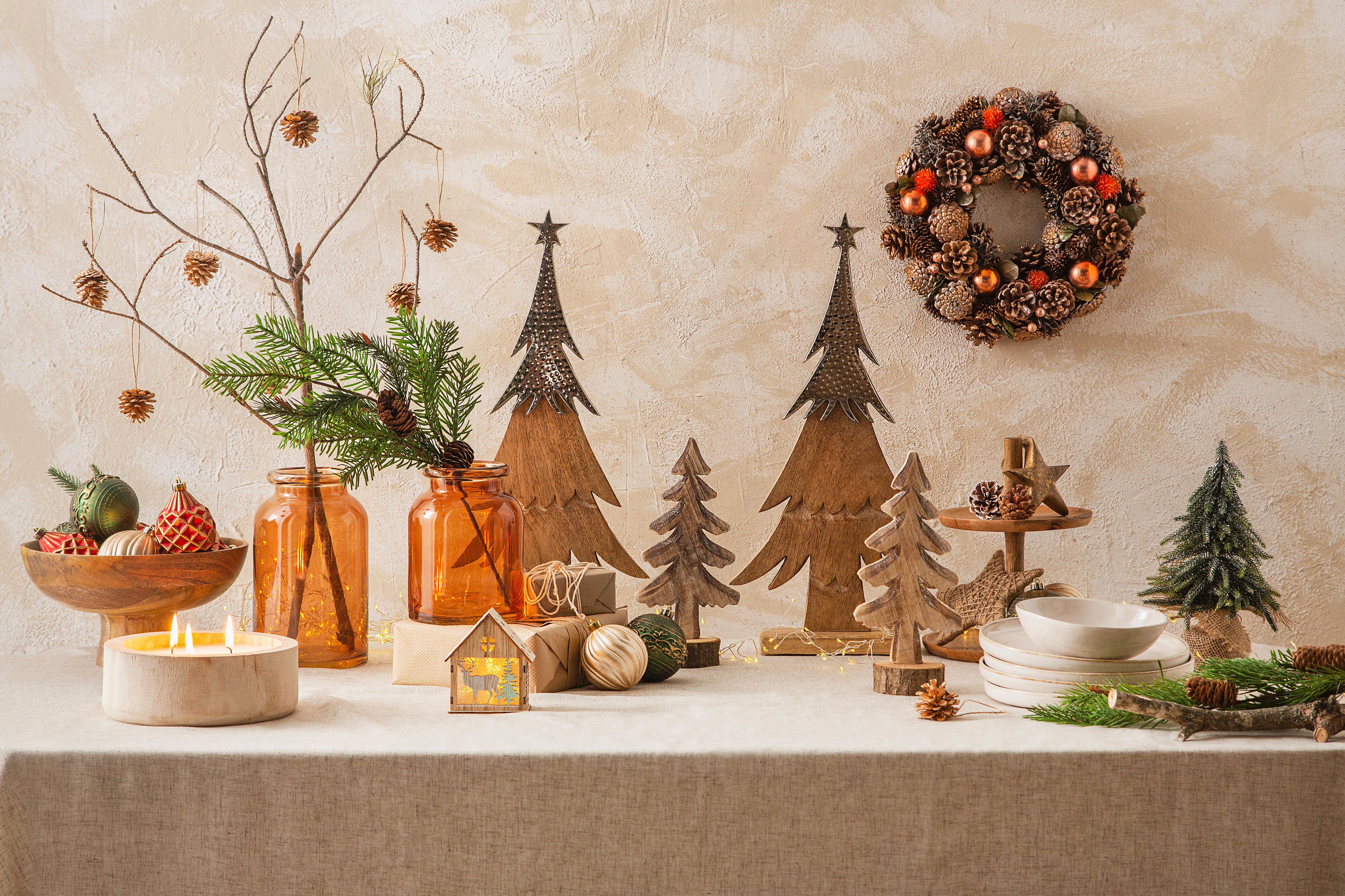 Adorno colgante bola con piña marrón Ø5 cm - 4