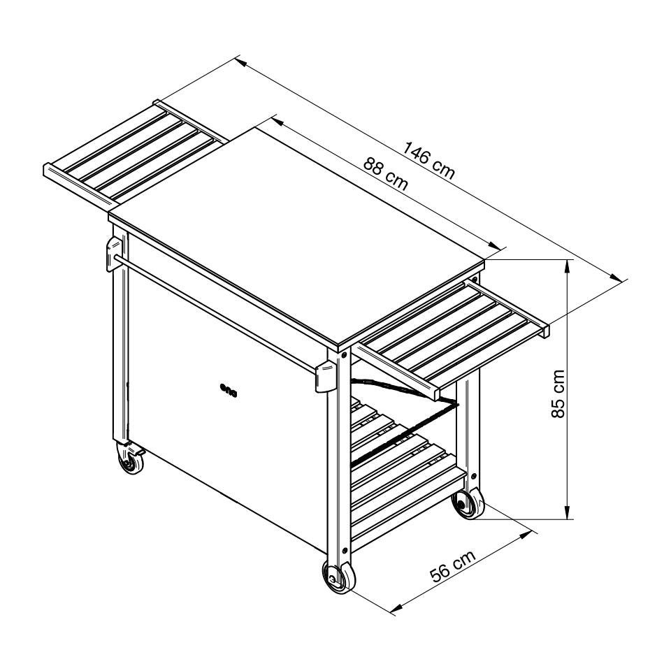 Desserte pour plancha ENO Emile noir, H.85 x L.146 x l.56 cm - 4