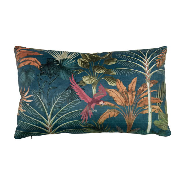 Cojín decorativo rectangular Nadjila terciopelo poliéster multicolor flor overlock y cosido INSPIRE 30x50cm
