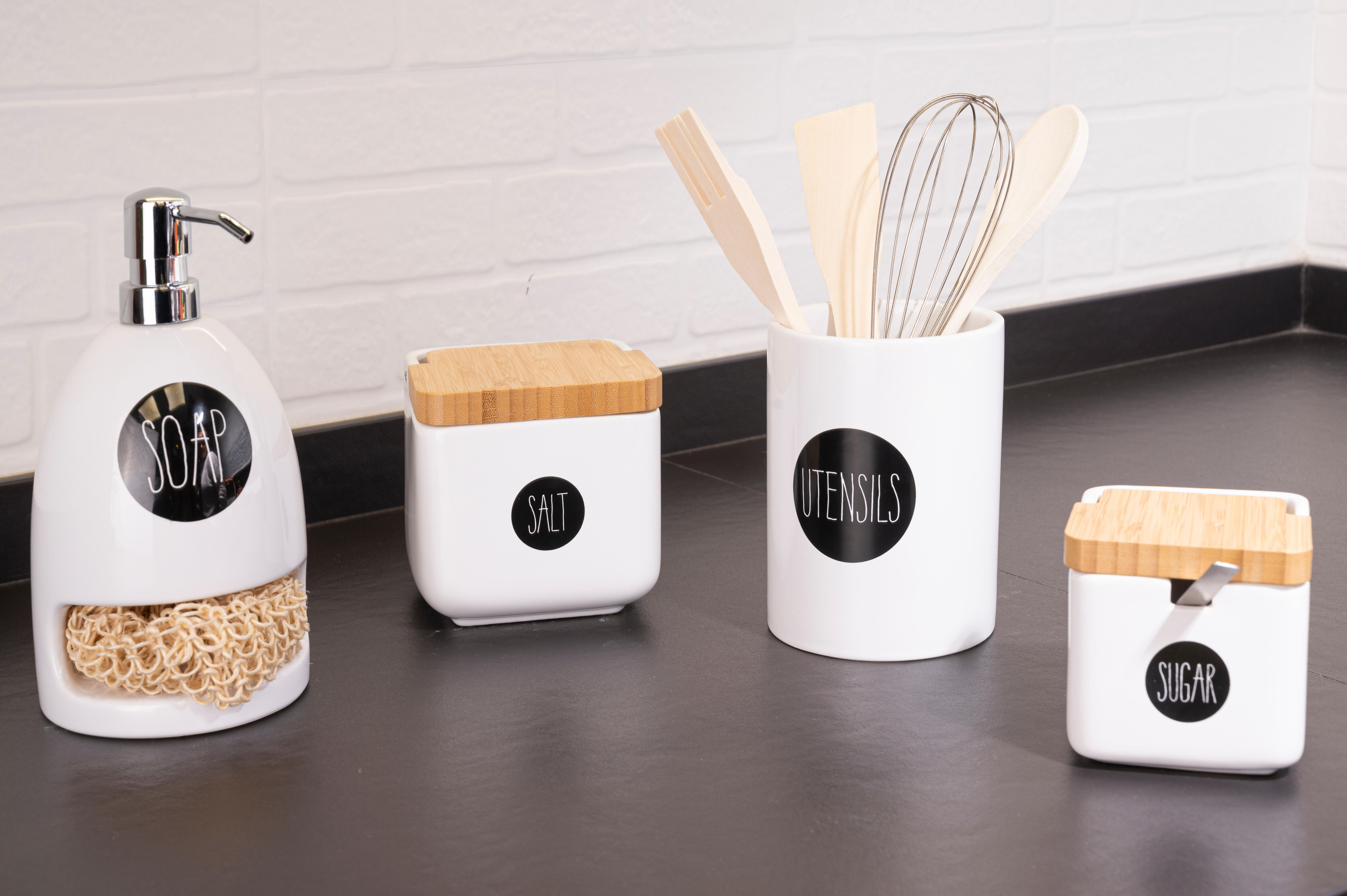 Portautensilios de cocina Minimal Versa blanco (utensilios incluidos) - 4