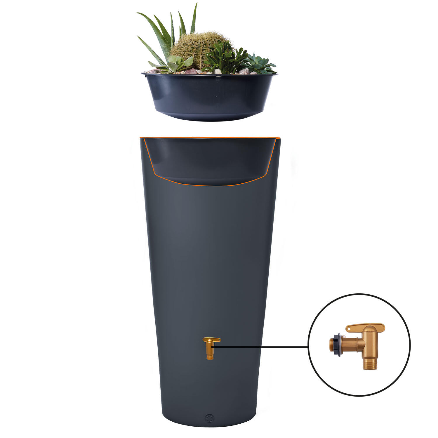 Récupérateur d'eau aérien GARANTIA VASO cylindrique graphite , 220 l - 9