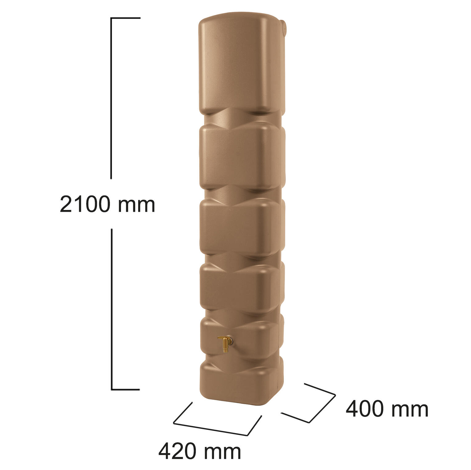 Récupérateur d'eau aérien GARANTIA rectangulaire murale taupe , 300 l - 5