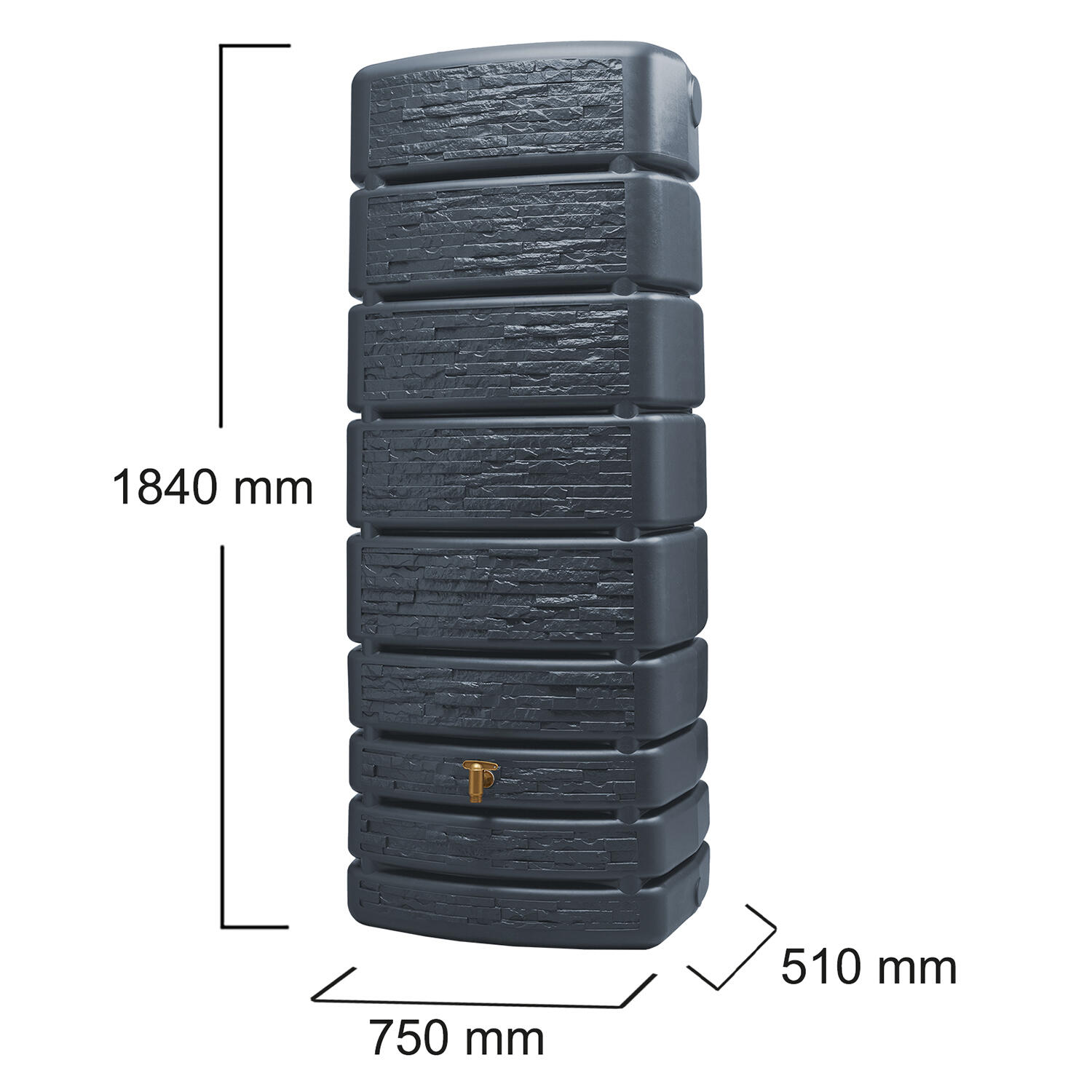 Récupérateur d'eau GARANTIA rectangulaire mural,Slim Stone gris granit , 500 l - 4