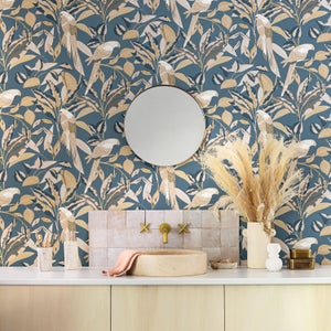 Rouleau Papier Peint Adhésif Mural 3D Brique Etanche 70*77cm Bleu clair