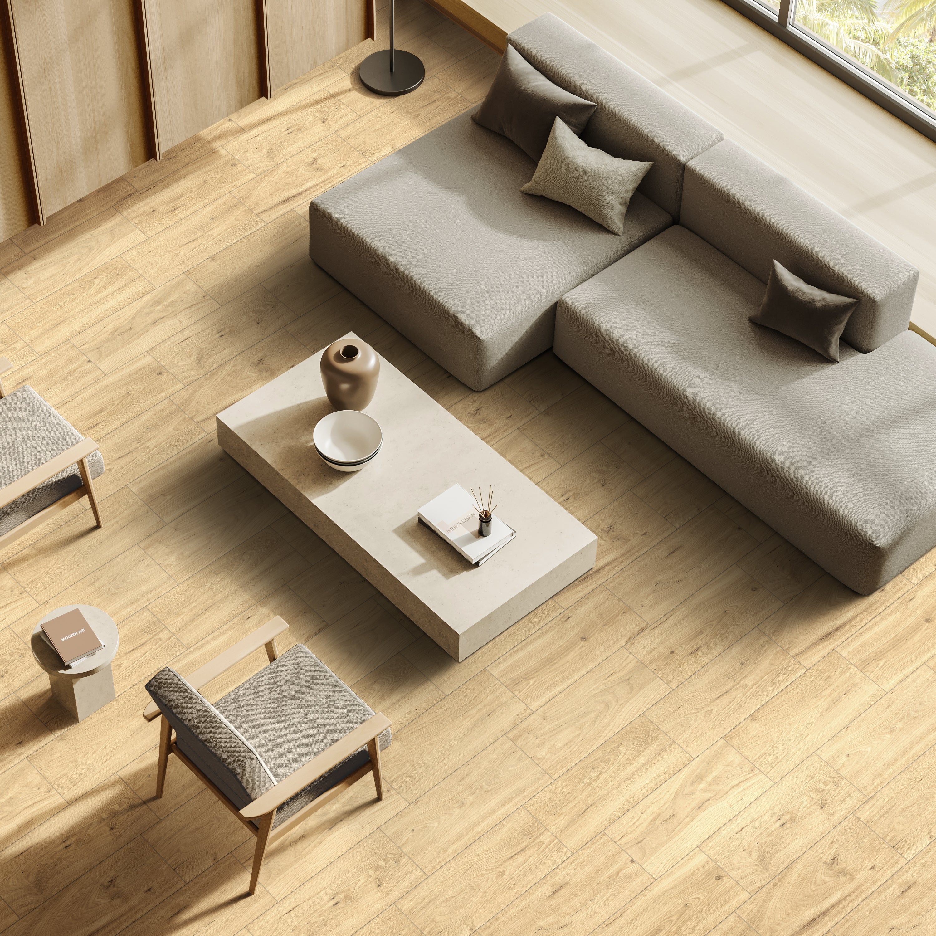 Piastrella da pavimento e rivestimento interno in gres porcellanato 20 x 60 cm rettificato smaltato beige miele opaco Wakefield R9 traffico intenso (pei 4/5) Sp. 7.4 mm 1.32 mq - 8