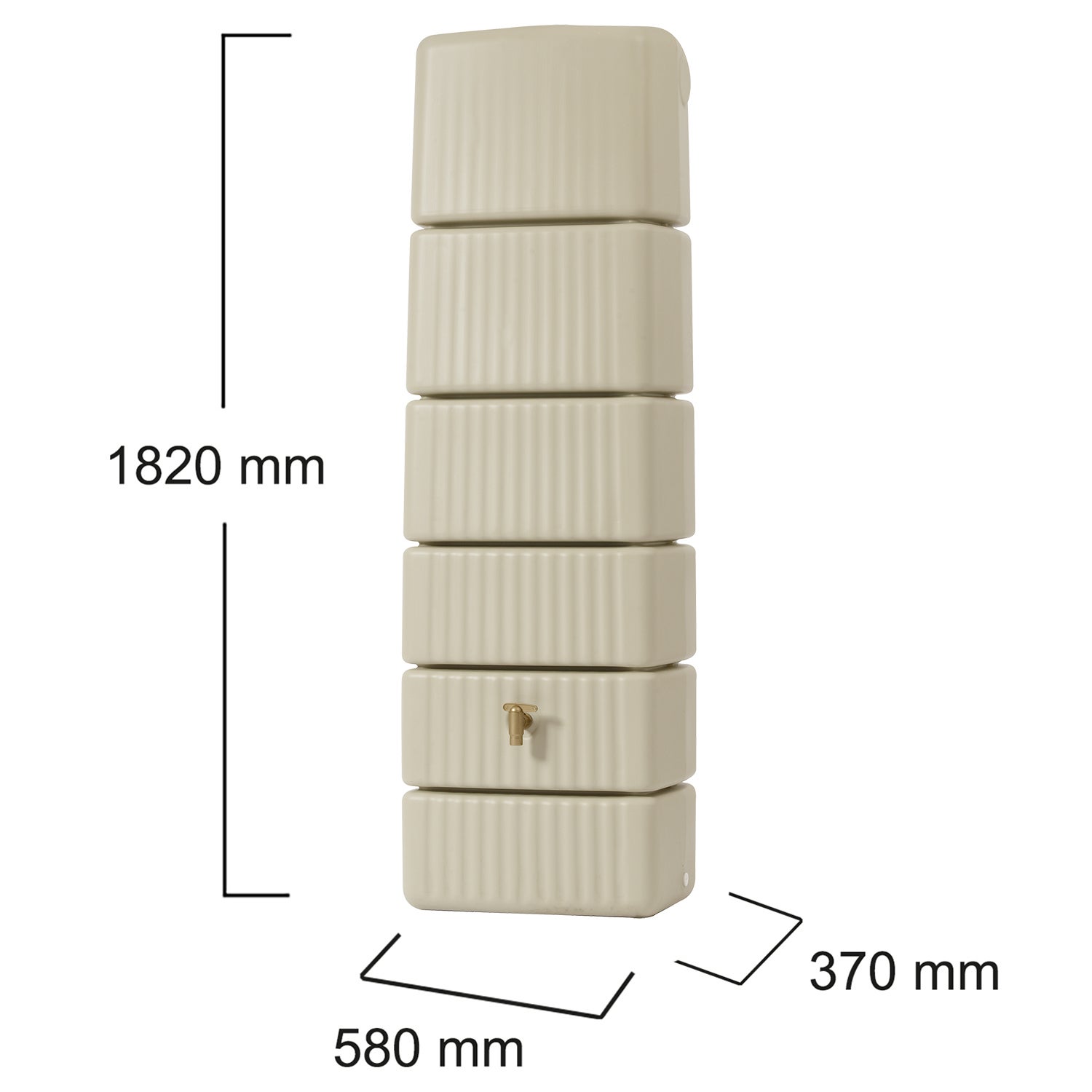 Récupérateur d'eau mural rectangulaire Slim sable 300L + robinet GARANTIA - 4