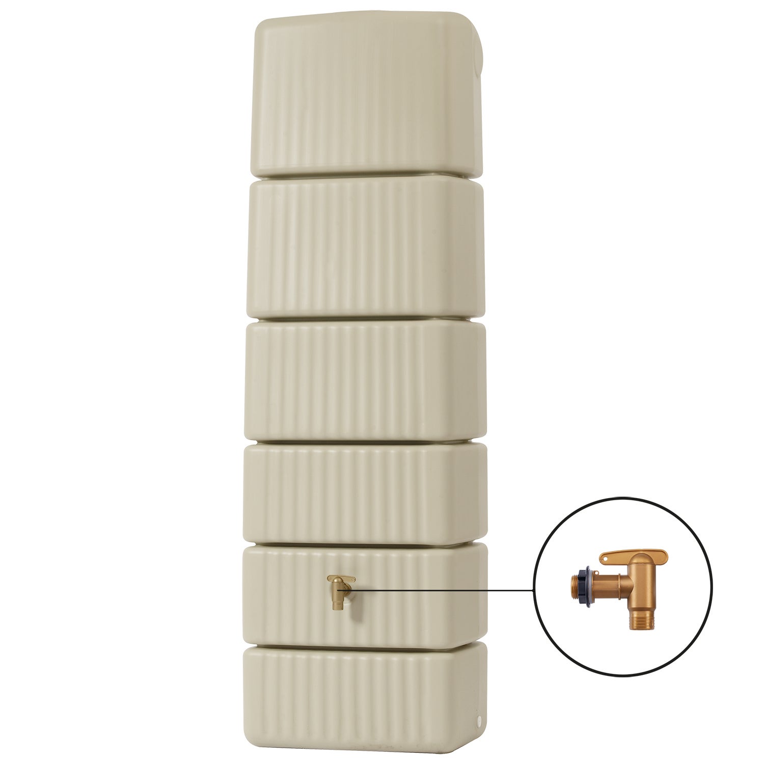 Récupérateur d'eau mural rectangulaire Slim sable 300L + robinet GARANTIA - 6