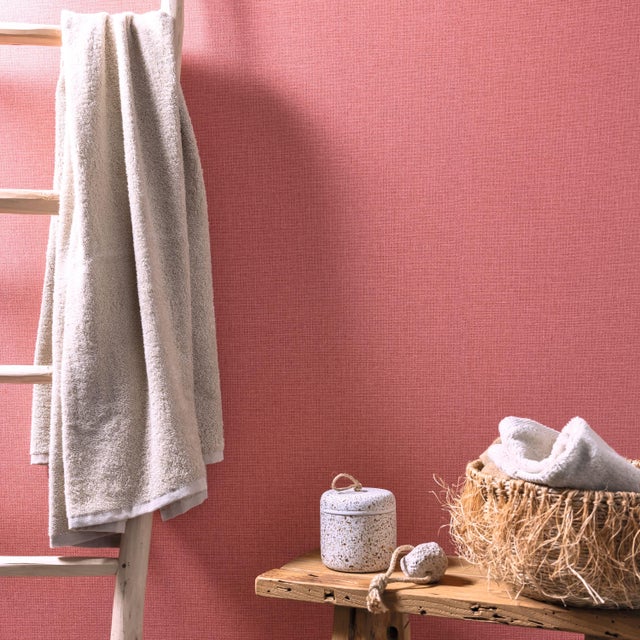 Papier peint intissé Jute uni mat framboise