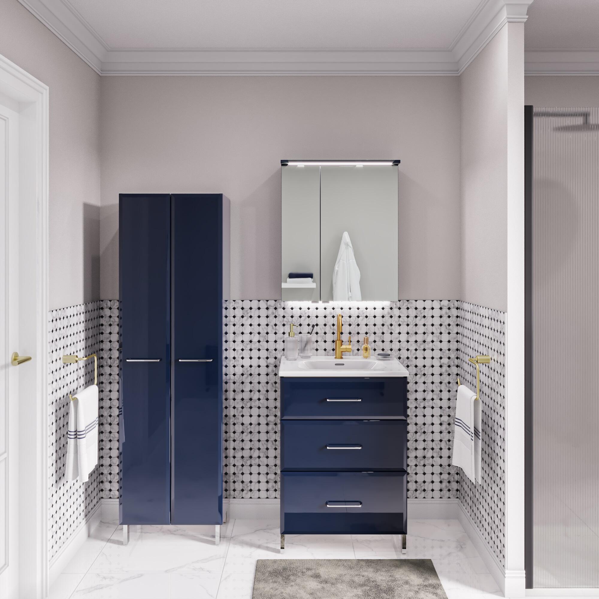 Mueble de baño con lavabo opale2 azul brillante 60x45 cm