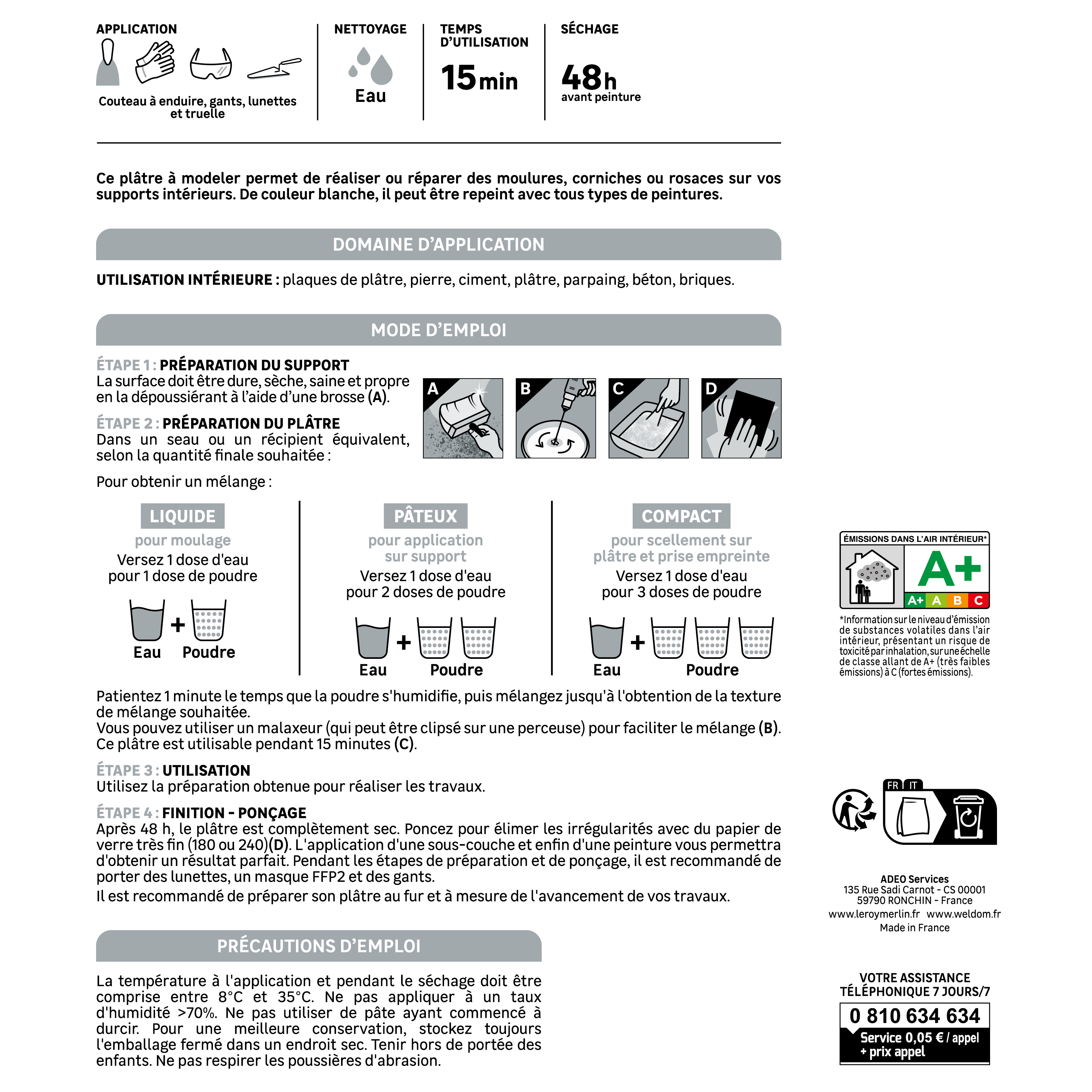 Plâtre à modeler, poudre AXTON 5.000 kg - 3