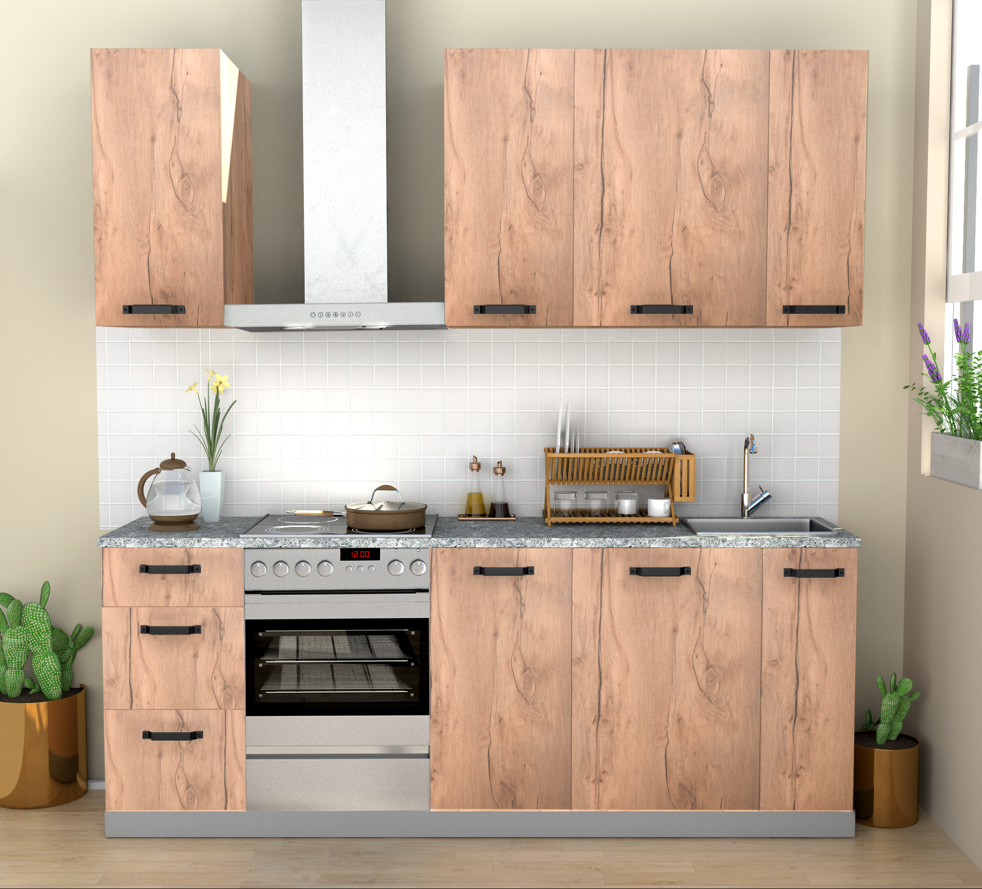 Frente gaveta de cozinha Delínia Santiago 60X26 cm carvalho - 7