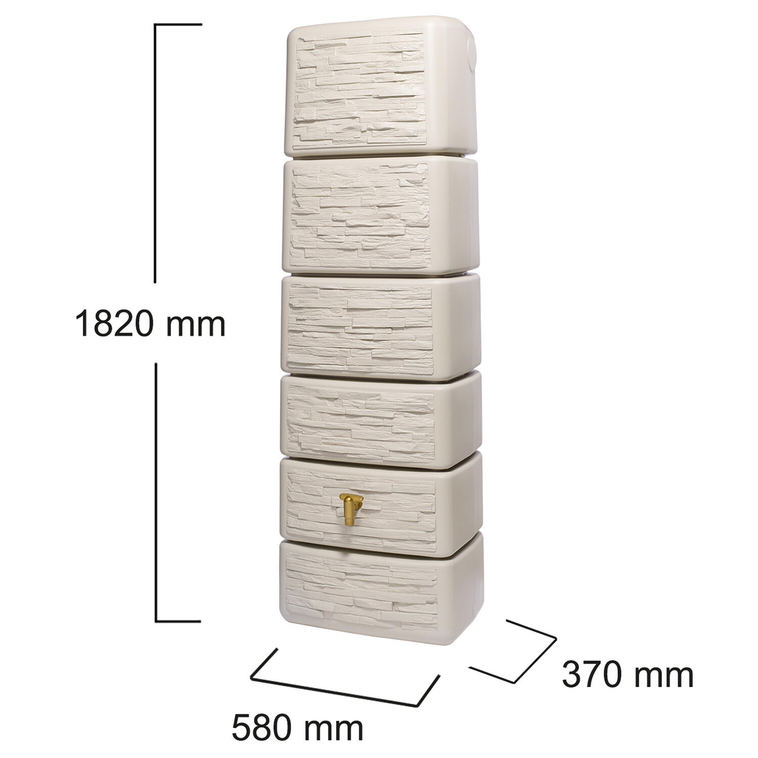 Récupérateur d'eau aérien  Slim Stone GARANTIA rectangulaire murale sable 330L - 3