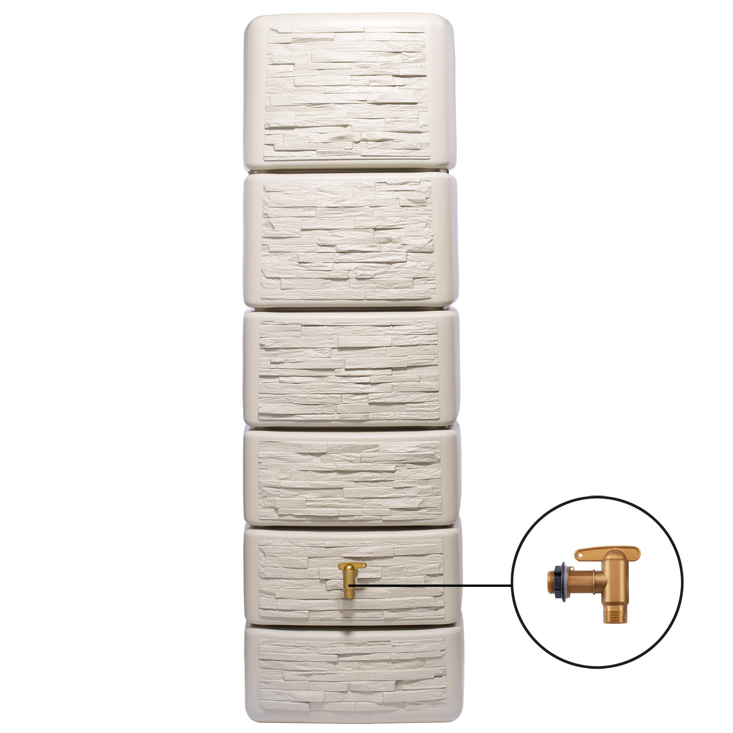 Récupérateur d'eau aérien  Slim Stone GARANTIA rectangulaire murale sable 330L - 4