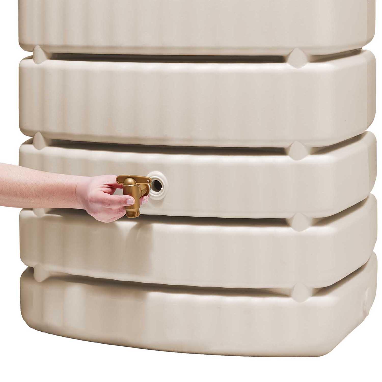 Récupérateur d'eau mural rectangulaire Slim sable 500L + robinet GARANTIA - 7