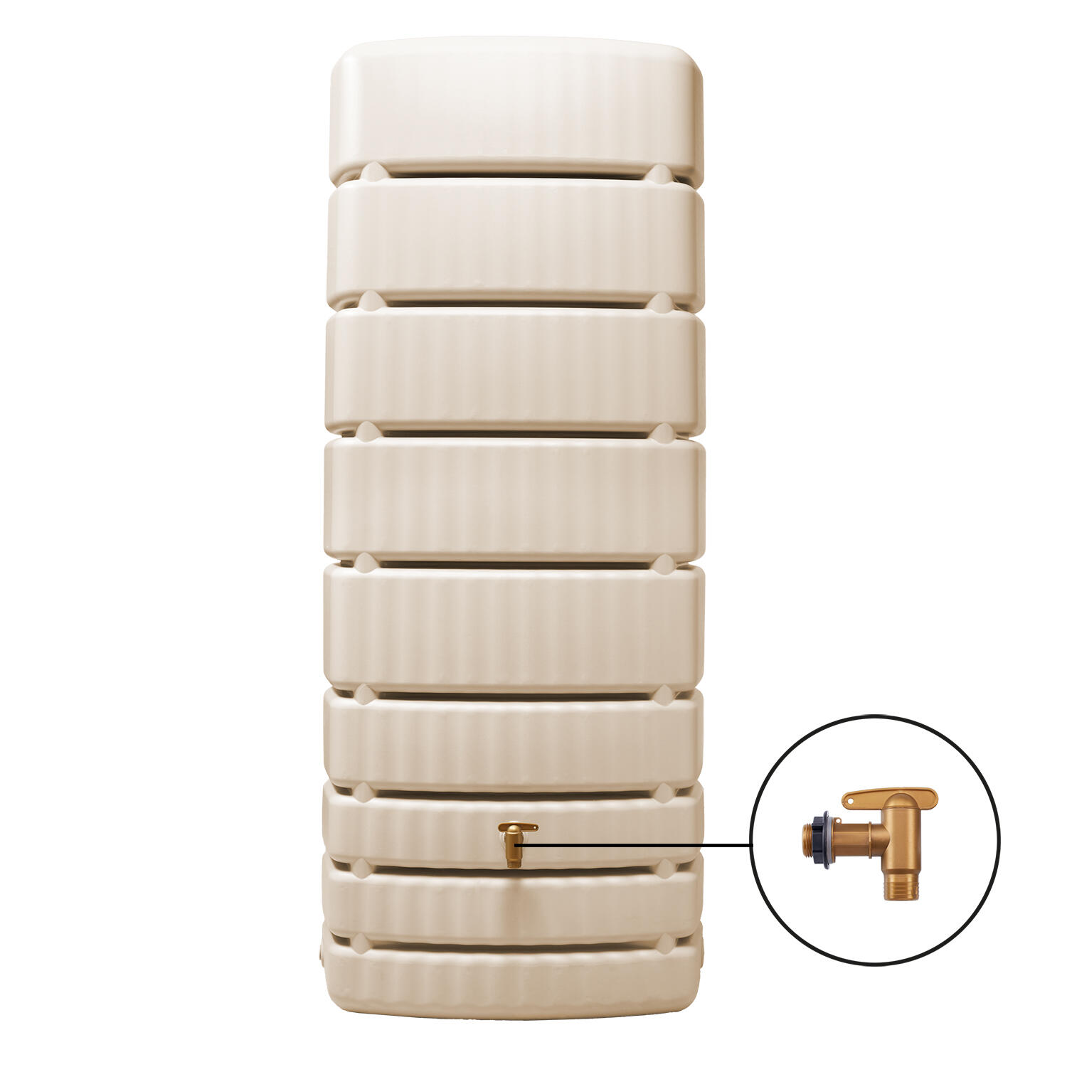 Récupérateur d'eau mural rectangulaire Slim sable 500L + robinet GARANTIA - 6