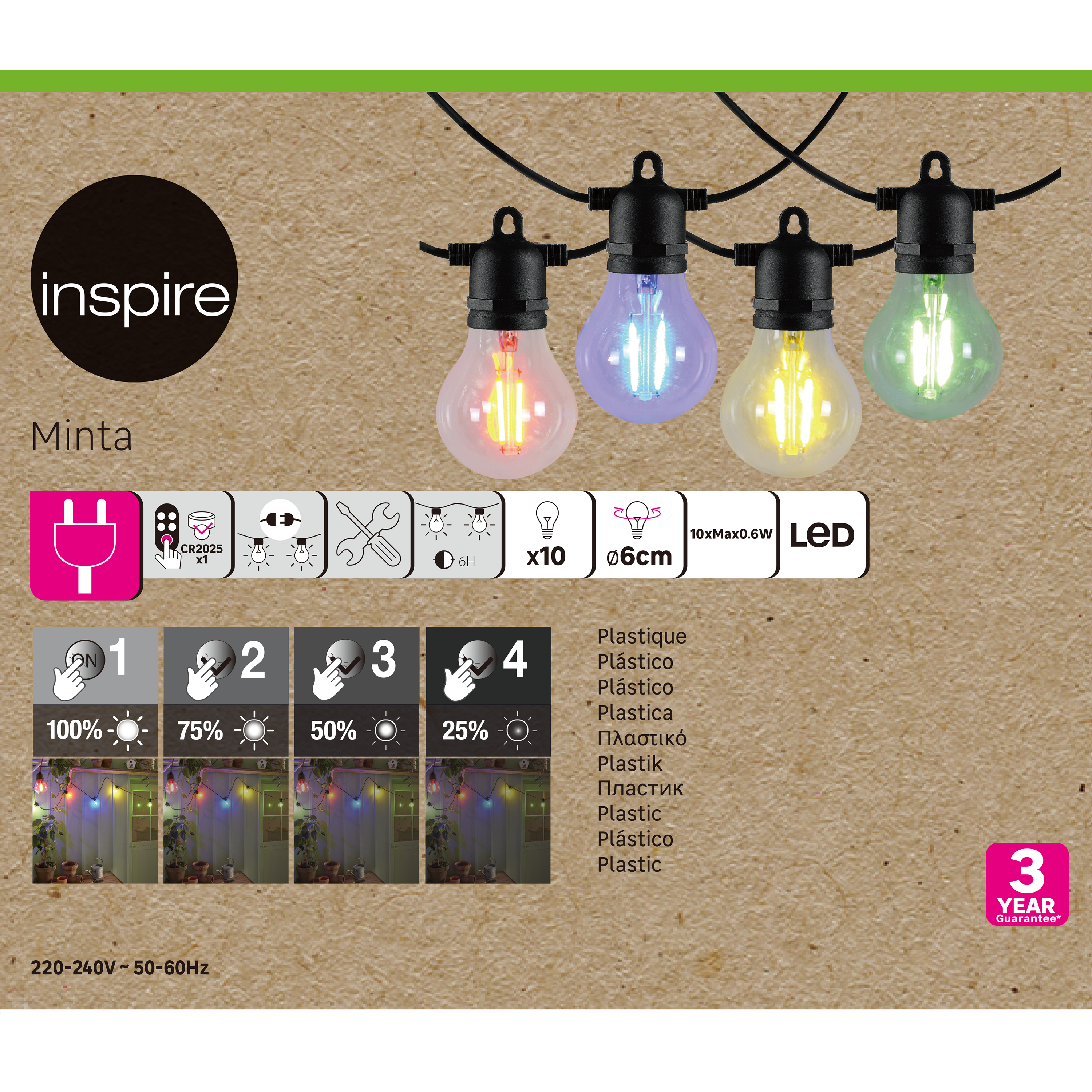 Guirlande 10 ampoules LED multicouleurs 332 Lumen Minta INSPIRE - 3